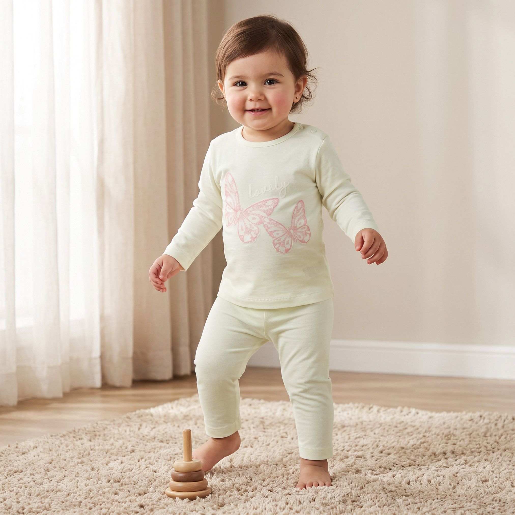 طقم بيجاما قطن بأكمام طويلة وياقة ضيقة وطبعات فراشات من جونيورز - عبوة من 4 قطع-baby-girls-clothing-nightwear-pyjamasets-image-2
