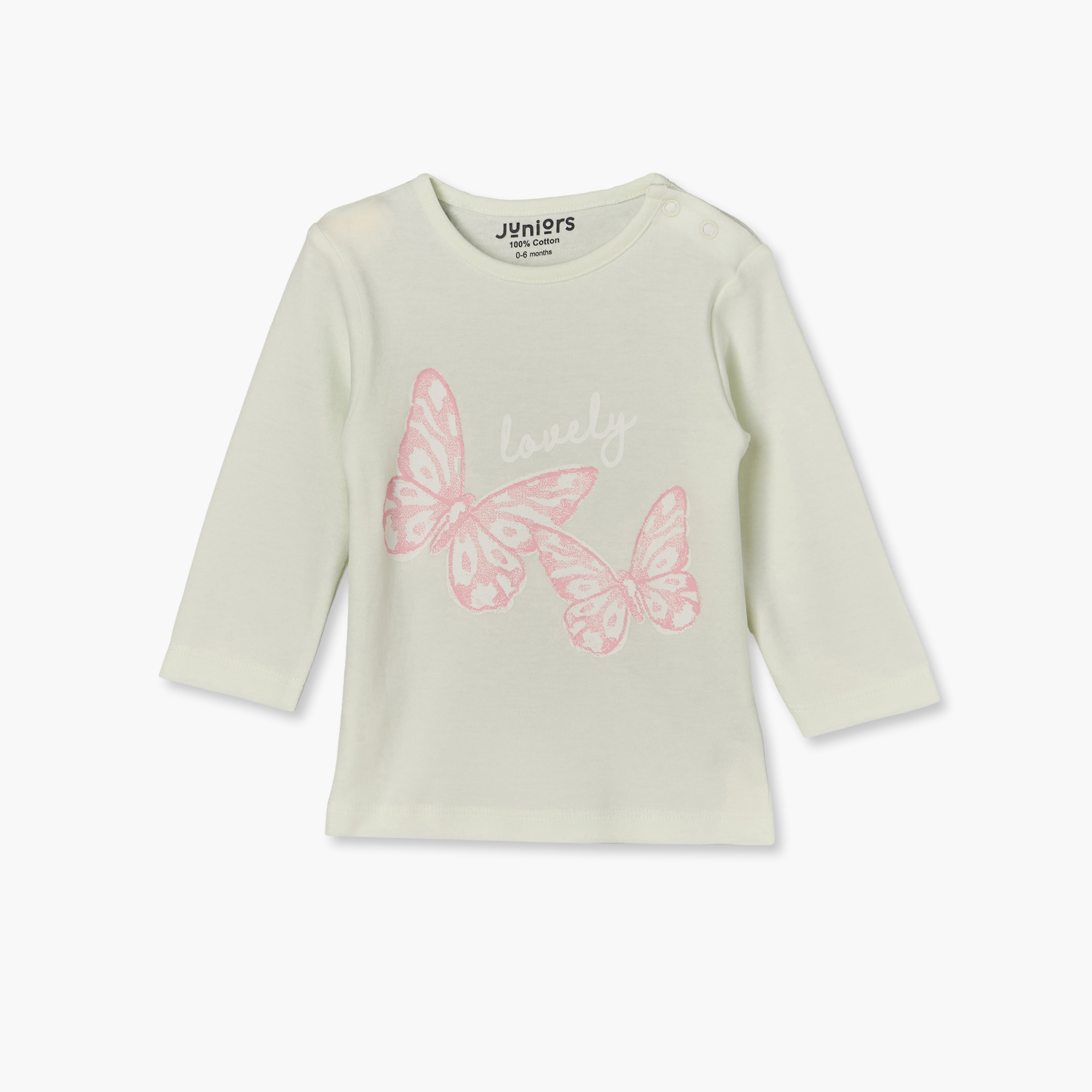 طقم بيجاما قطن بأكمام طويلة وياقة ضيقة وطبعات فراشات من جونيورز - عبوة من 4 قطع-baby-girls-clothing-nightwear-pyjamasets-image-3