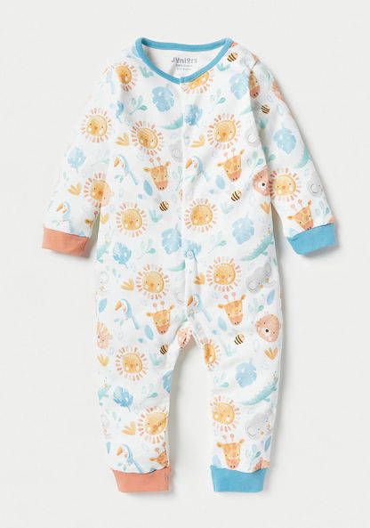 Juniors All-Over Print Romper with Long Sleeves-Sleepsuits-image-0