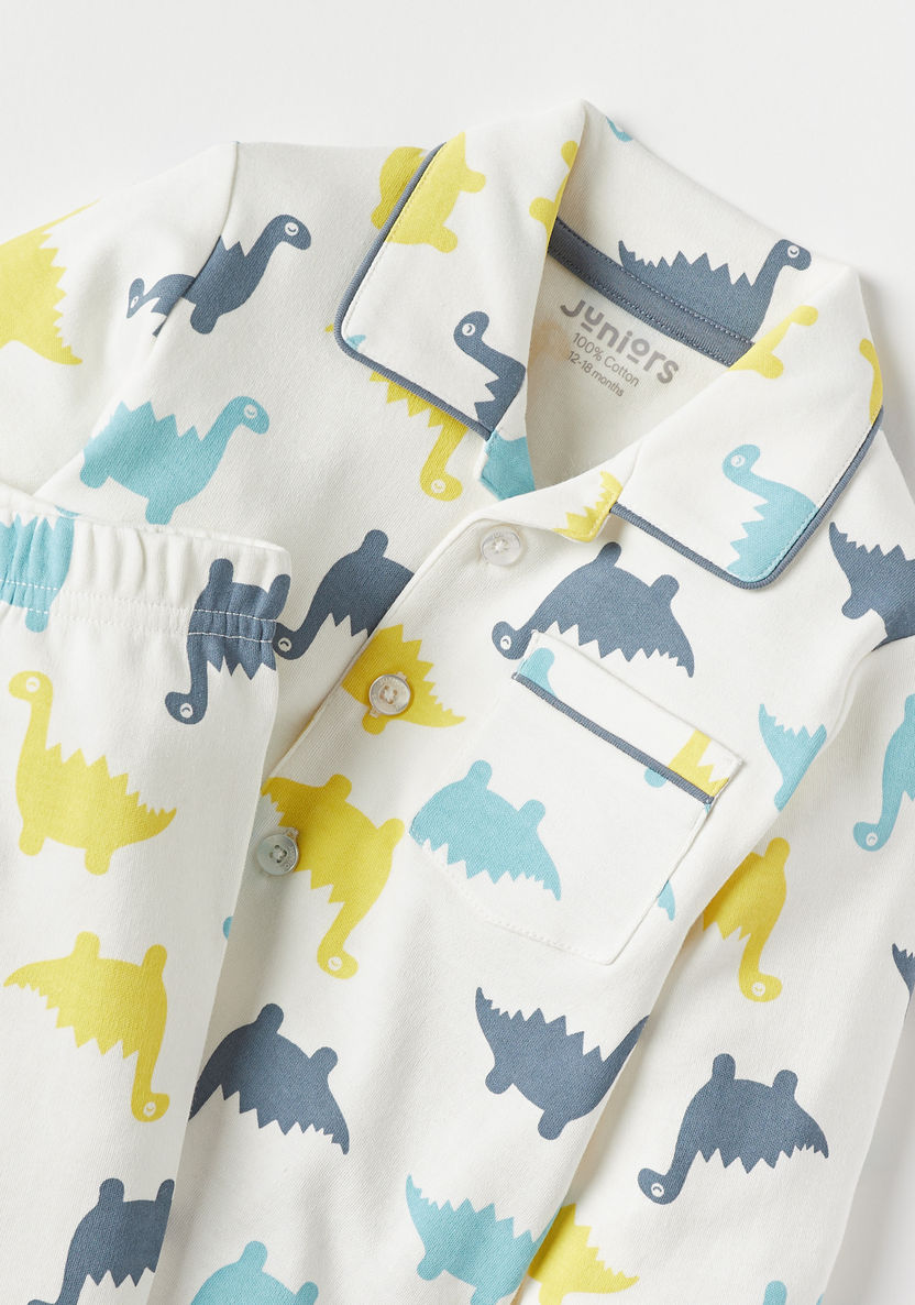 Juniors All-Over Dinosaur Print Shirt and Pyjama Set-Pyjama Sets-image-3