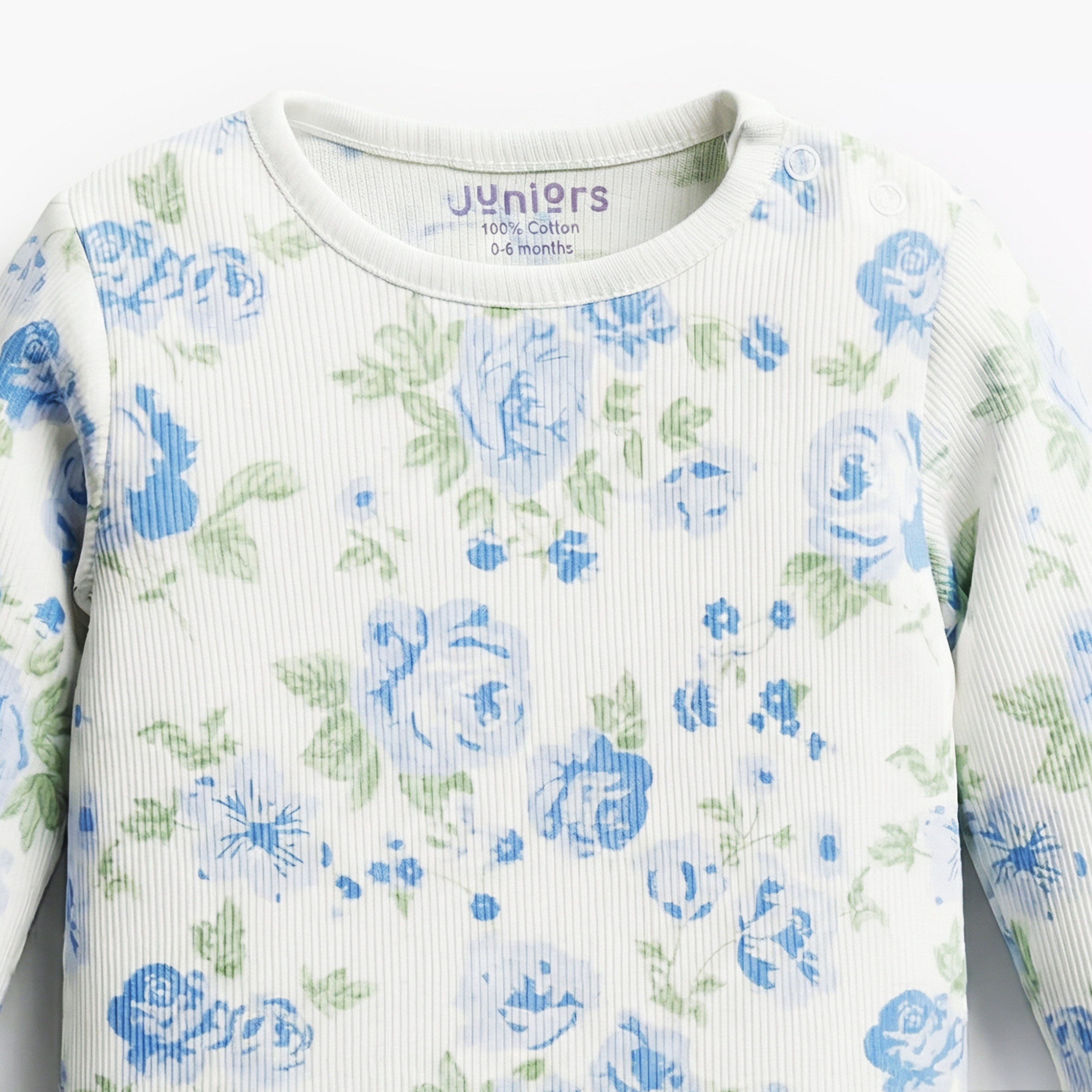 Juniors Cotton Round Neck Long Sleeves Pyjama Set with Floral Print-baby-girls-clothing-nightwear-pyjamasets-image-4
