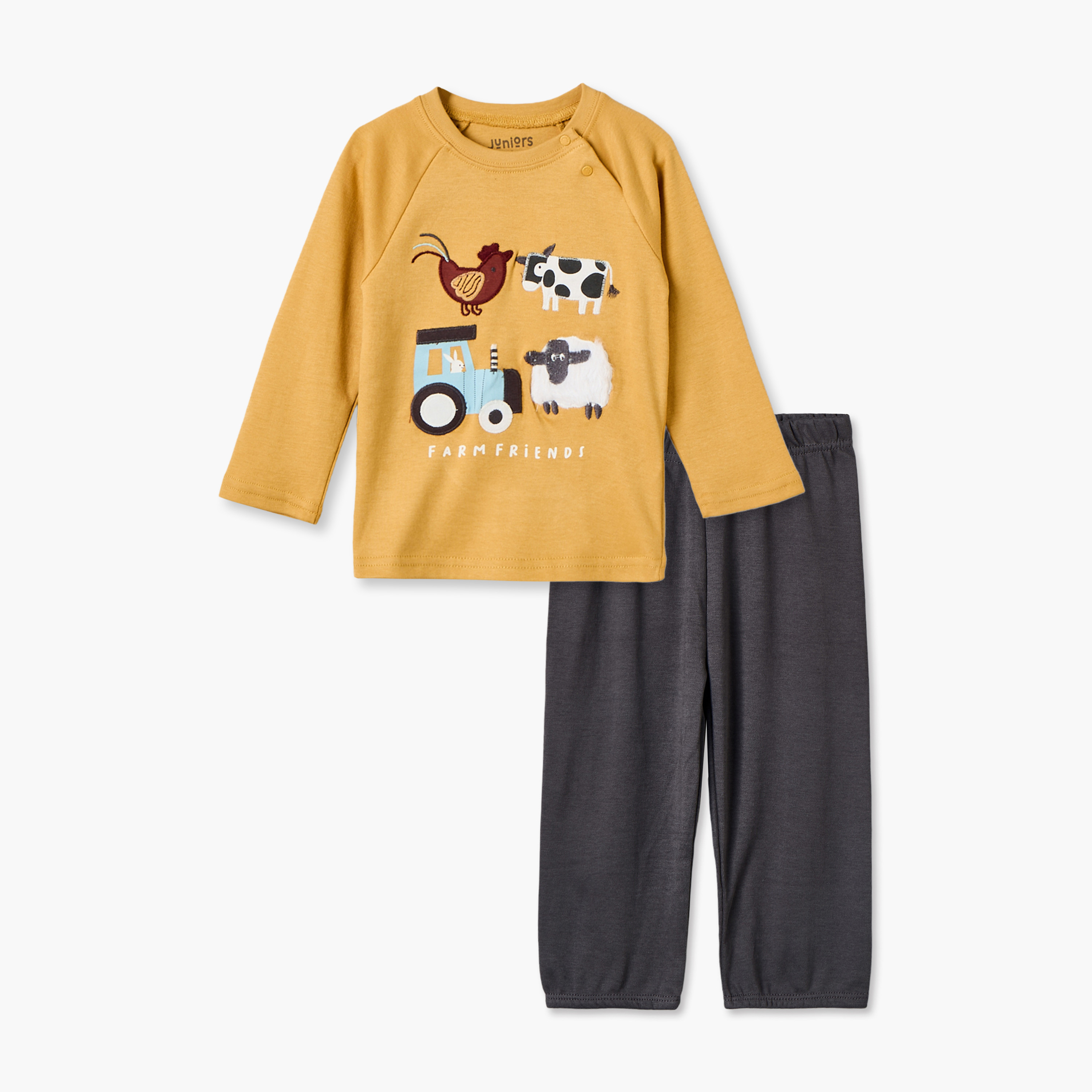 طقم بيجاما قطن بياقة ضيقة وأكمام طويلة وزخارف مزرعة من جونيورز-baby-boys-clothing-nightwear-pyjamasets-image-1