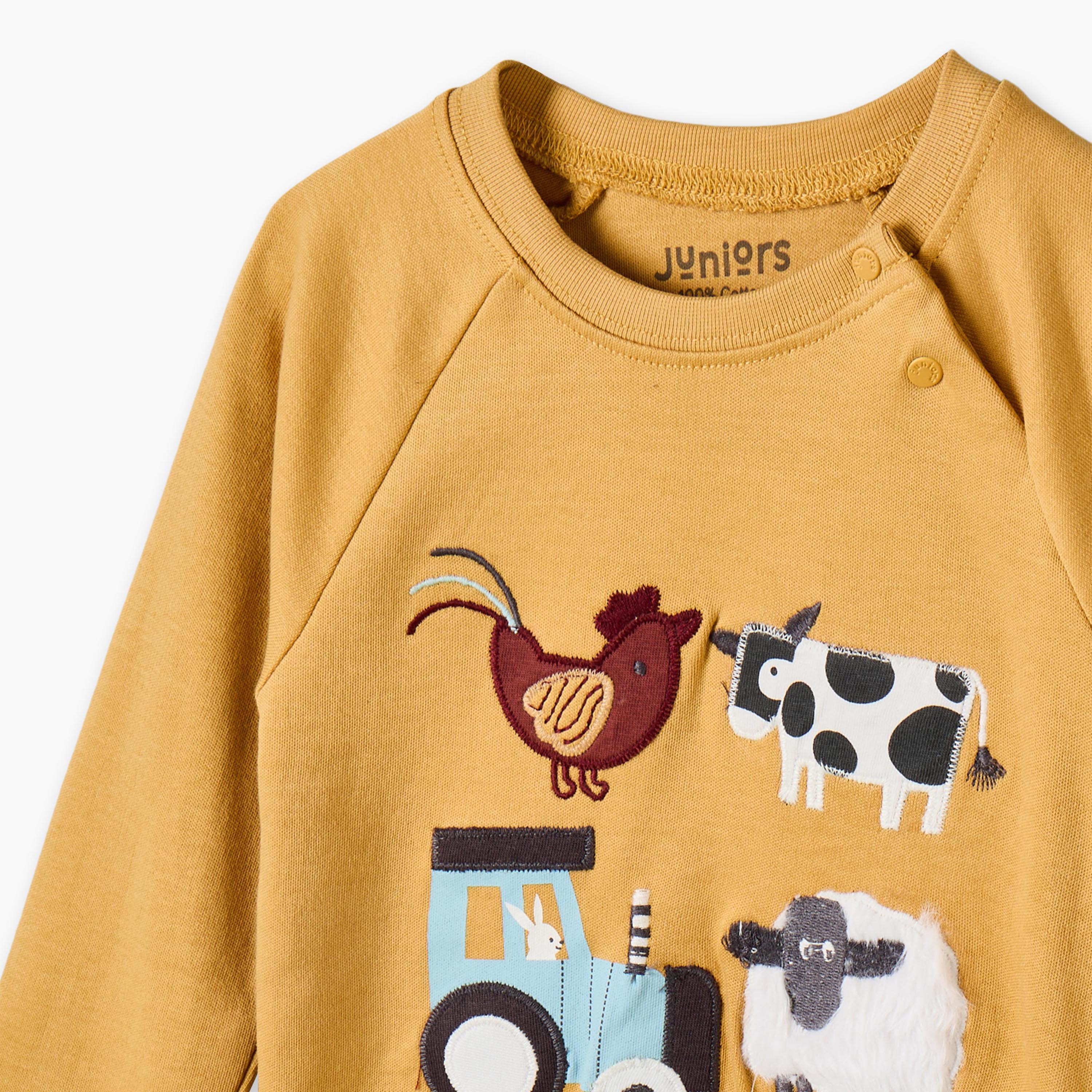 طقم بيجاما قطن بياقة ضيقة وأكمام طويلة وزخارف مزرعة من جونيورز-baby-boys-clothing-nightwear-pyjamasets-image-6