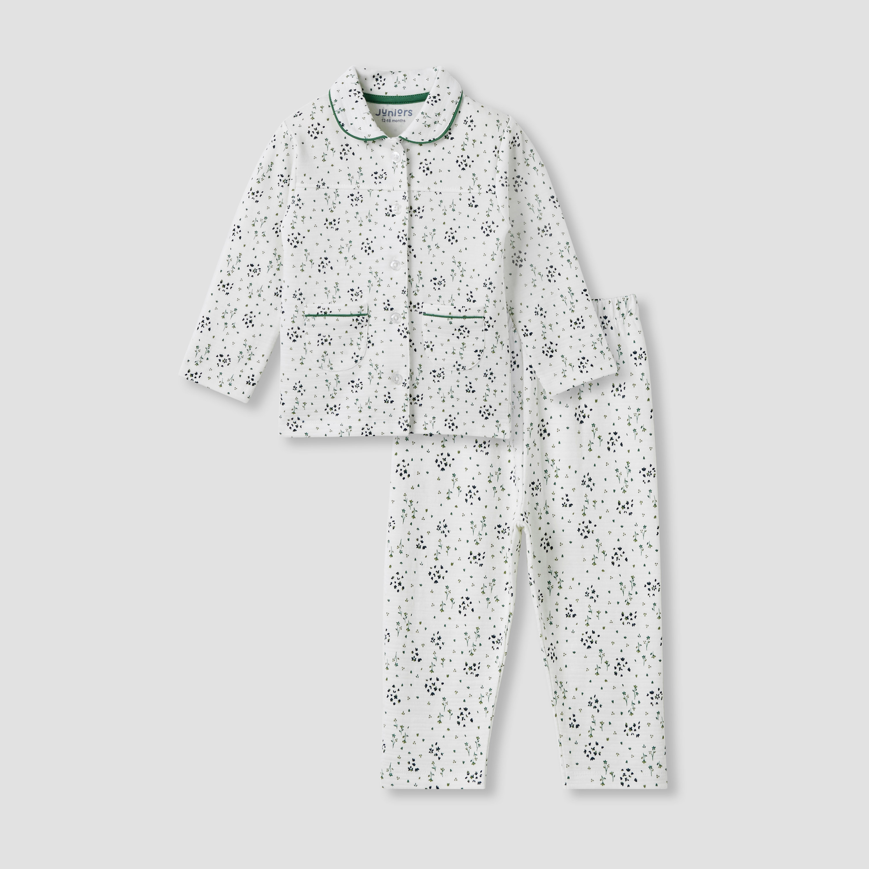 Juniors Floral Print Shirt and Pyjama Set-baby-girls-clothing-nightwear-pyjamasets-image-1