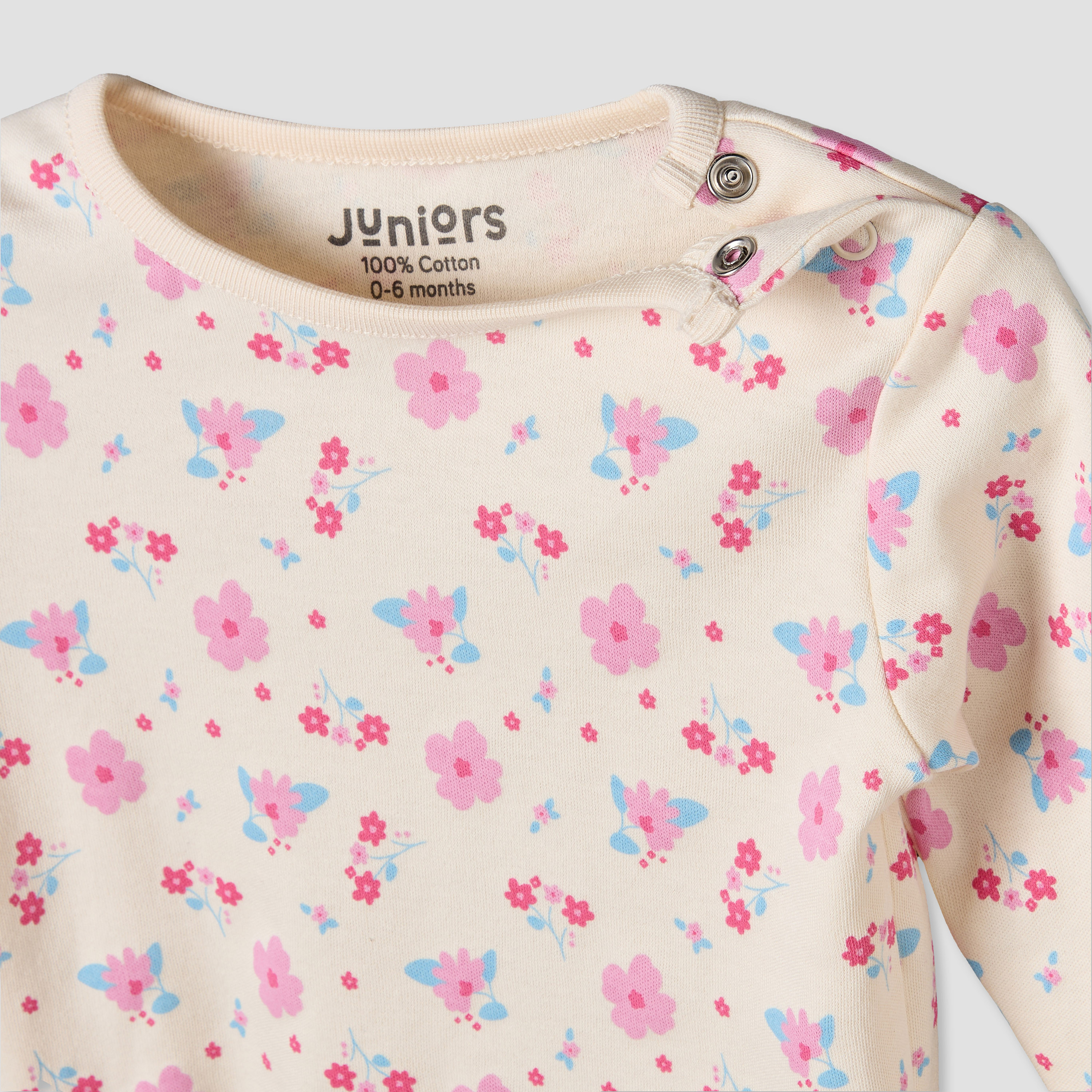 Juniors Cotton Crew Neck Long Sleeves Pyjama Set with Floral Print-baby-girls-clothing-nightwear-pyjamasets-image-6