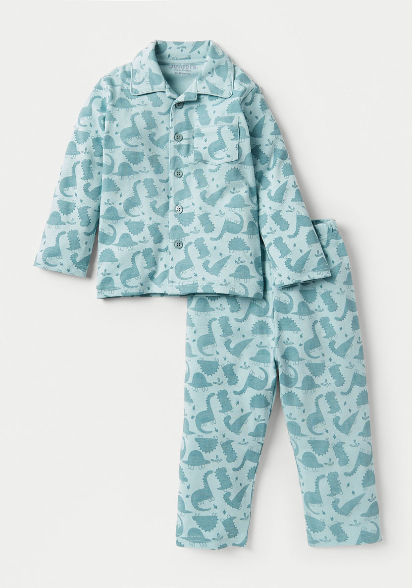 Juniors All-Over Dinosaur Print Shirt and Pyjama Set-Pyjama Sets-image-0