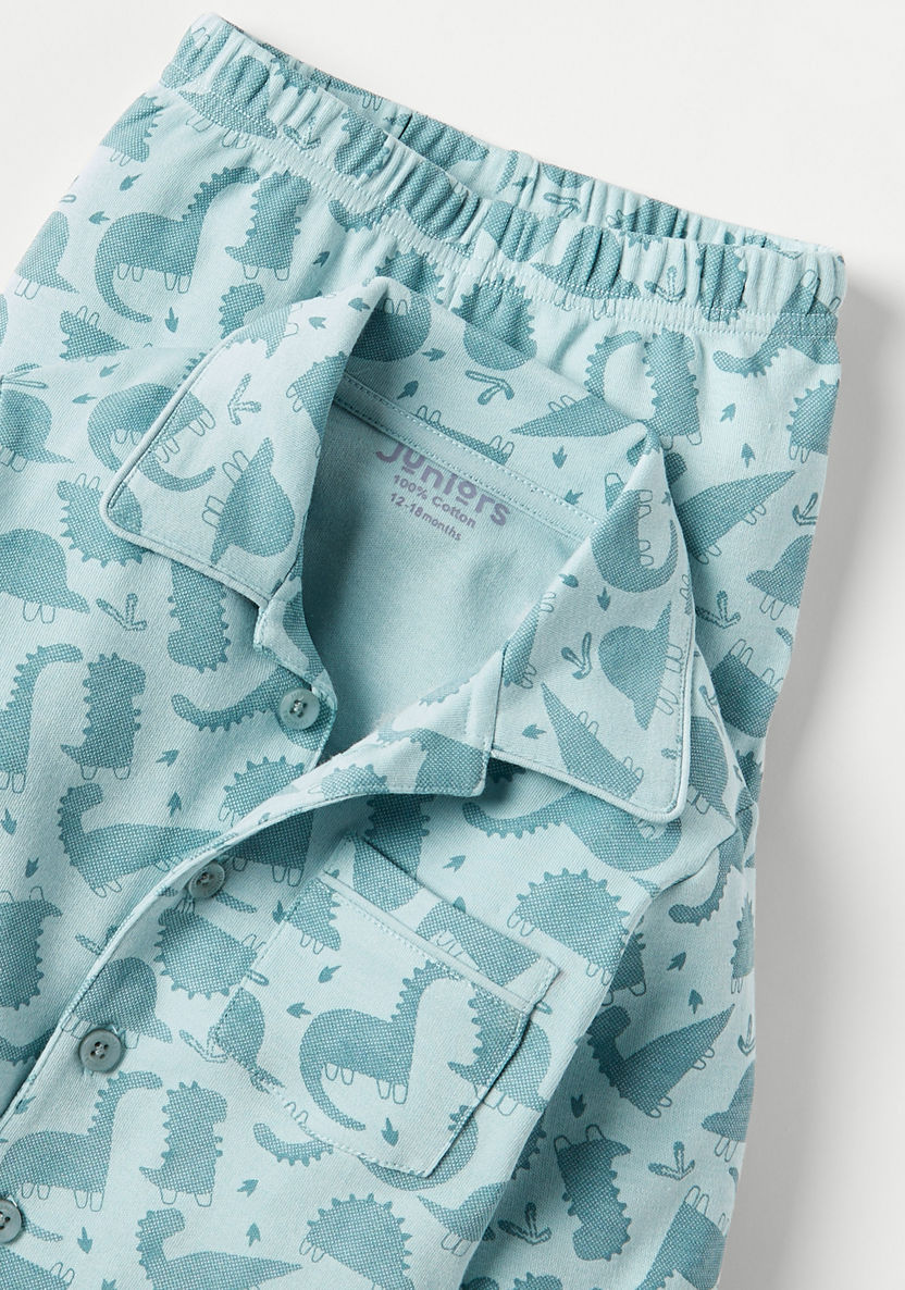 Juniors All-Over Dinosaur Print Shirt and Pyjama Set-Pyjama Sets-image-3