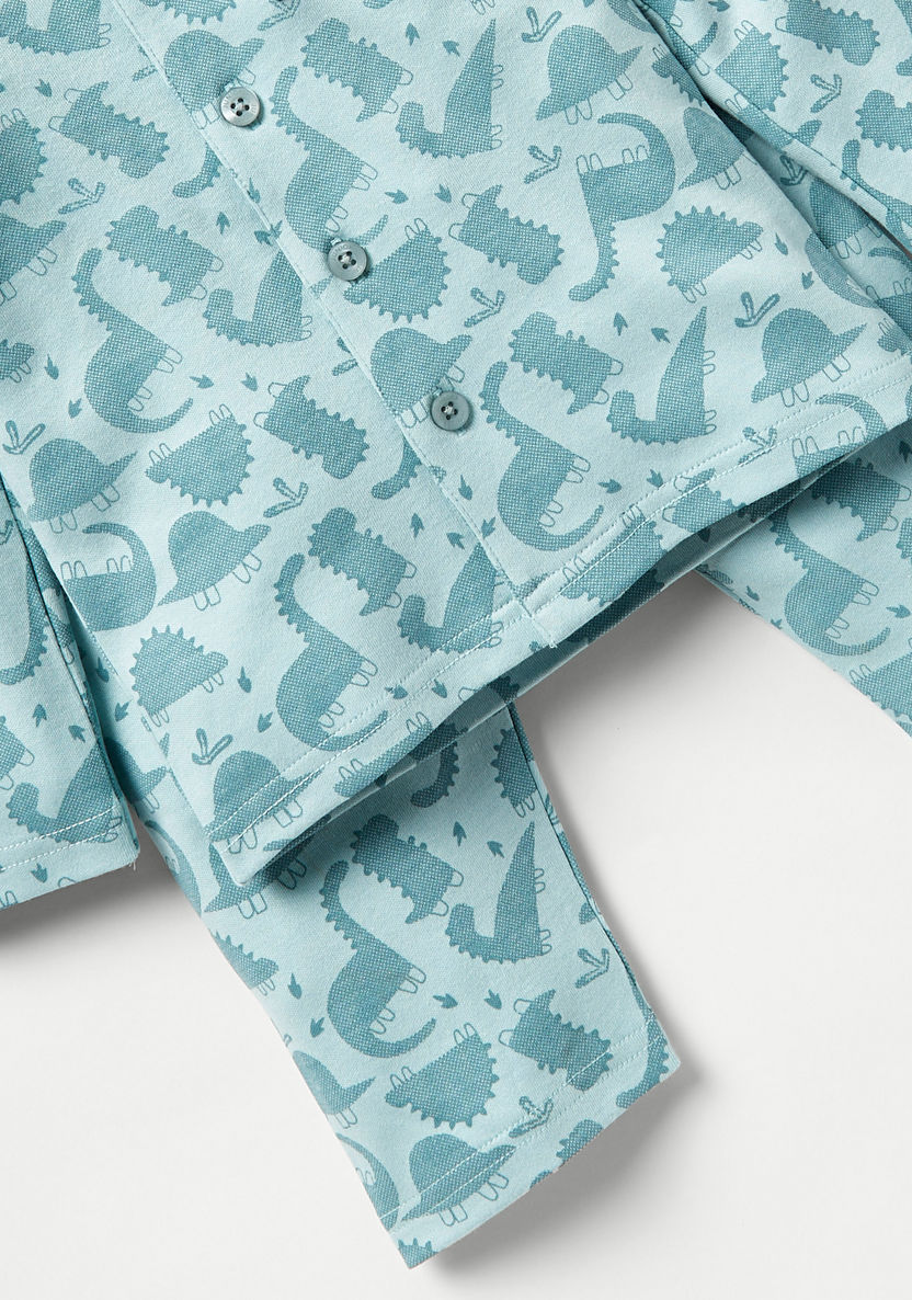 Juniors All-Over Dinosaur Print Shirt and Pyjama Set-Pyjama Sets-image-4