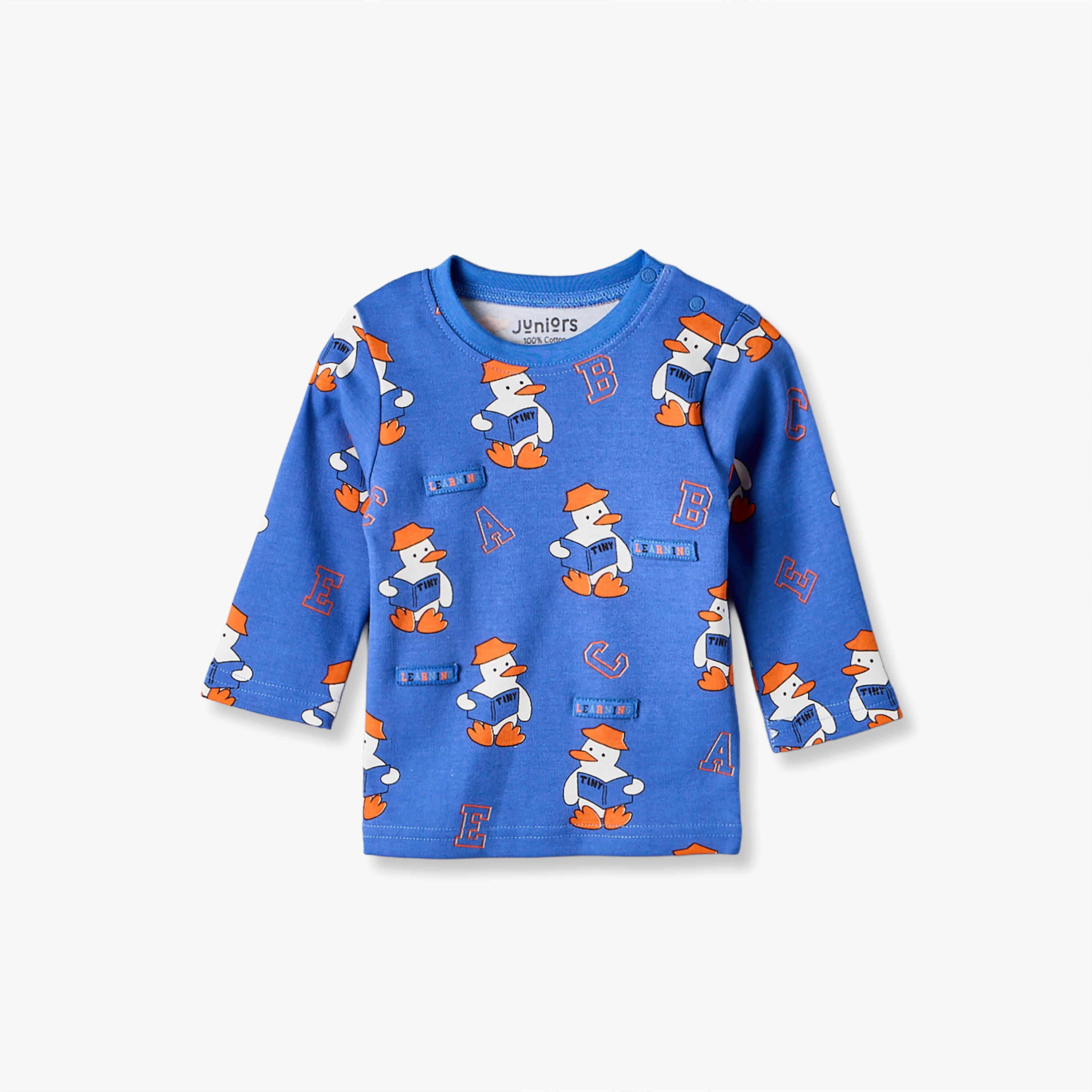 طقم بيجاما قطن بأكمام طويلة وياقة مستديرة وطبعات من جونيورز-baby-boys-clothing-nightwear-pyjamasets-image-3