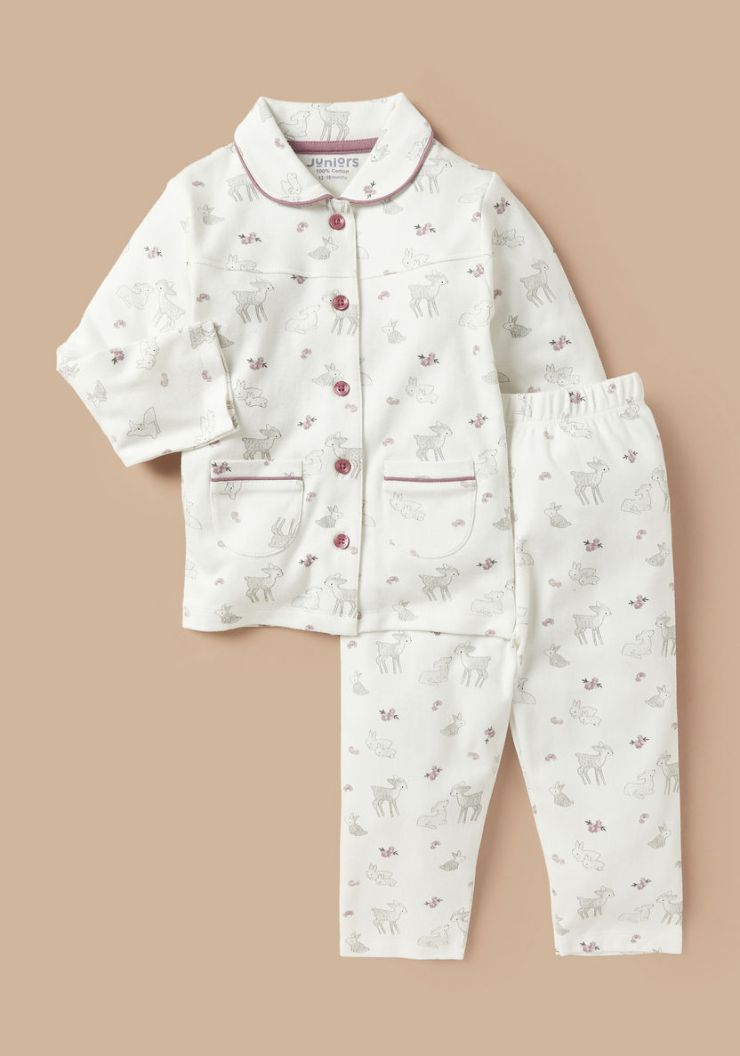 Juniors All-Over Deer Print Shirt and Pyjama Set-Pyjama Sets-image-0