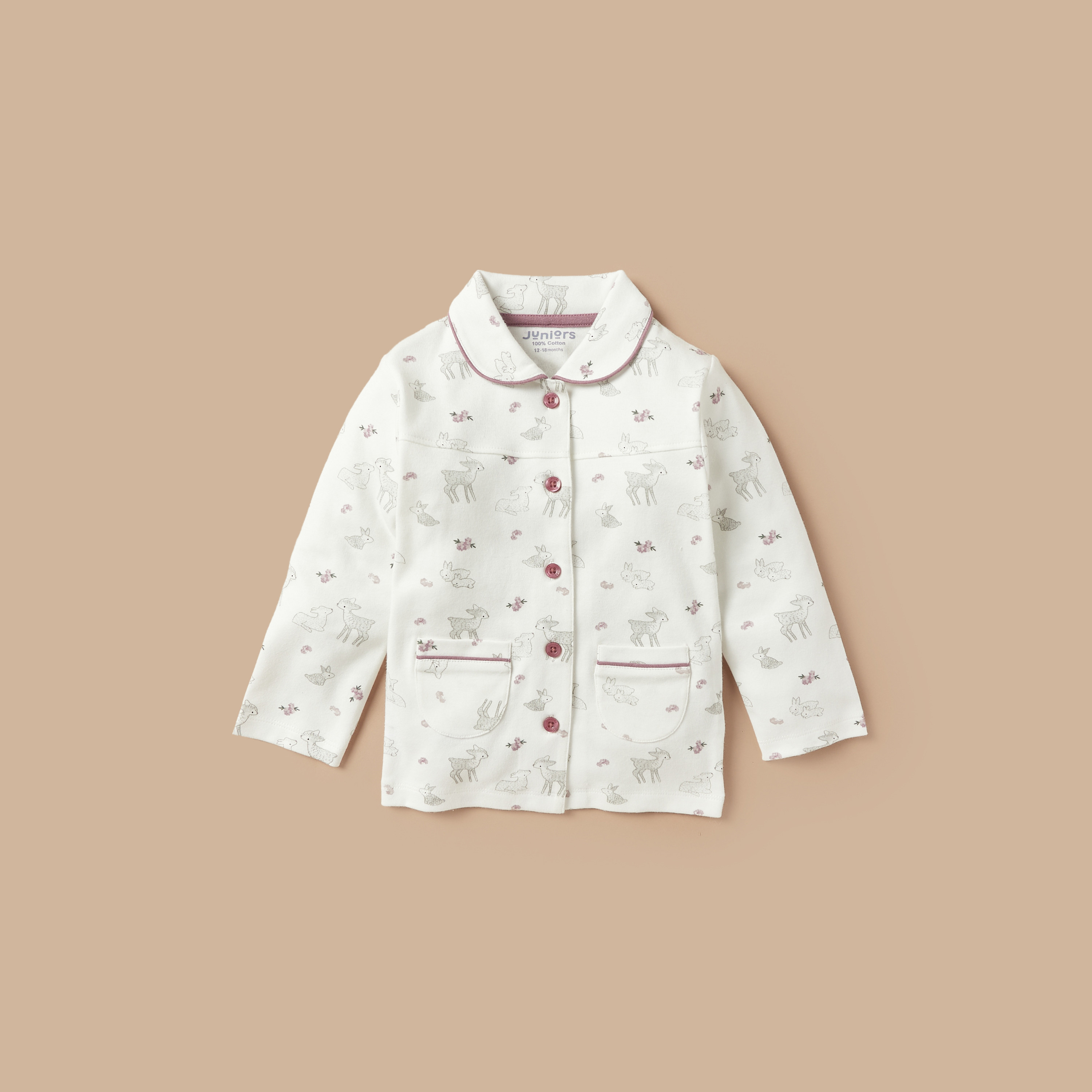 Juniors All-Over Deer Print Shirt and Pyjama Set-baby-girls-clothing-nightwear-pyjamasets-image-2