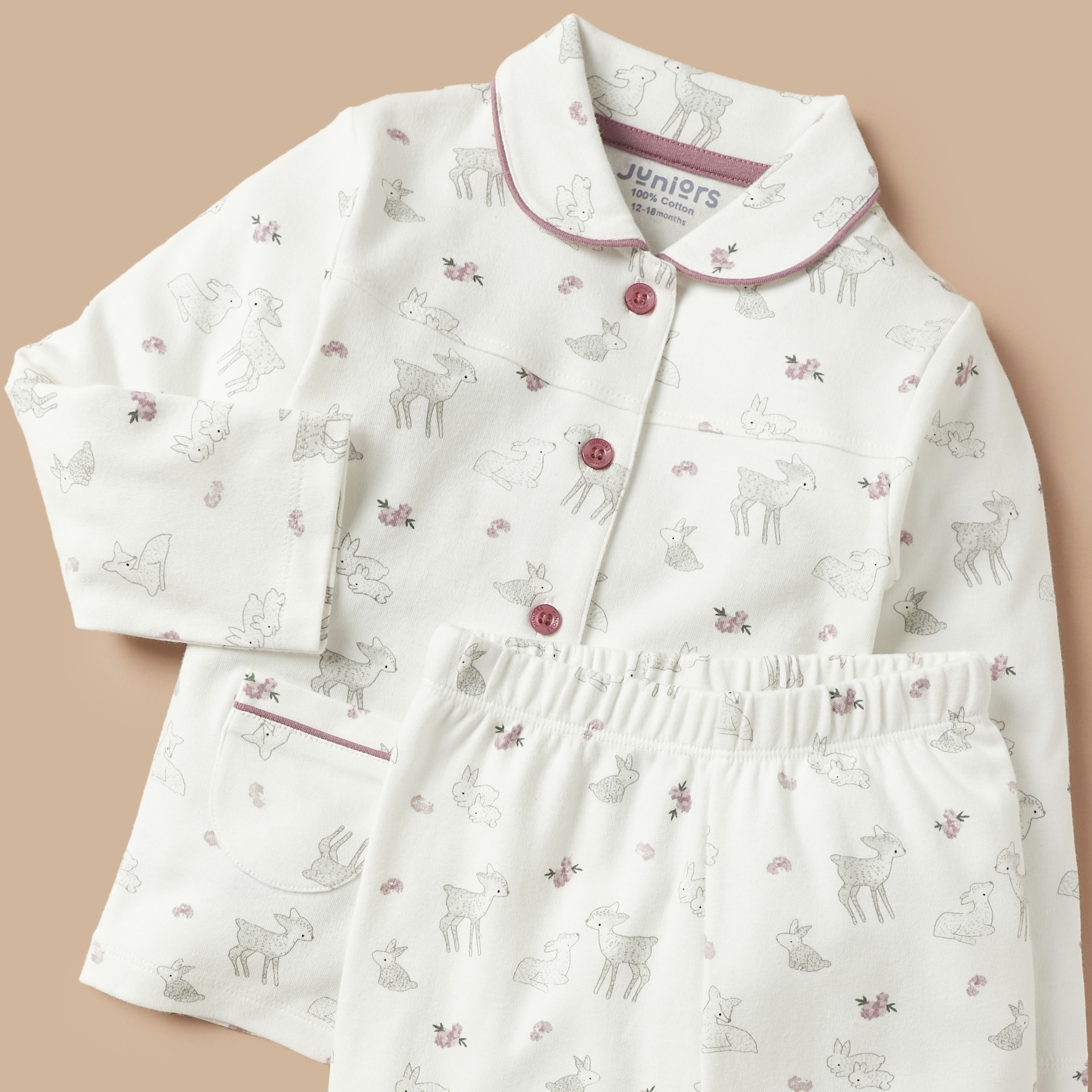 Juniors All-Over Deer Print Shirt and Pyjama Set-baby-girls-clothing-nightwear-pyjamasets-image-4