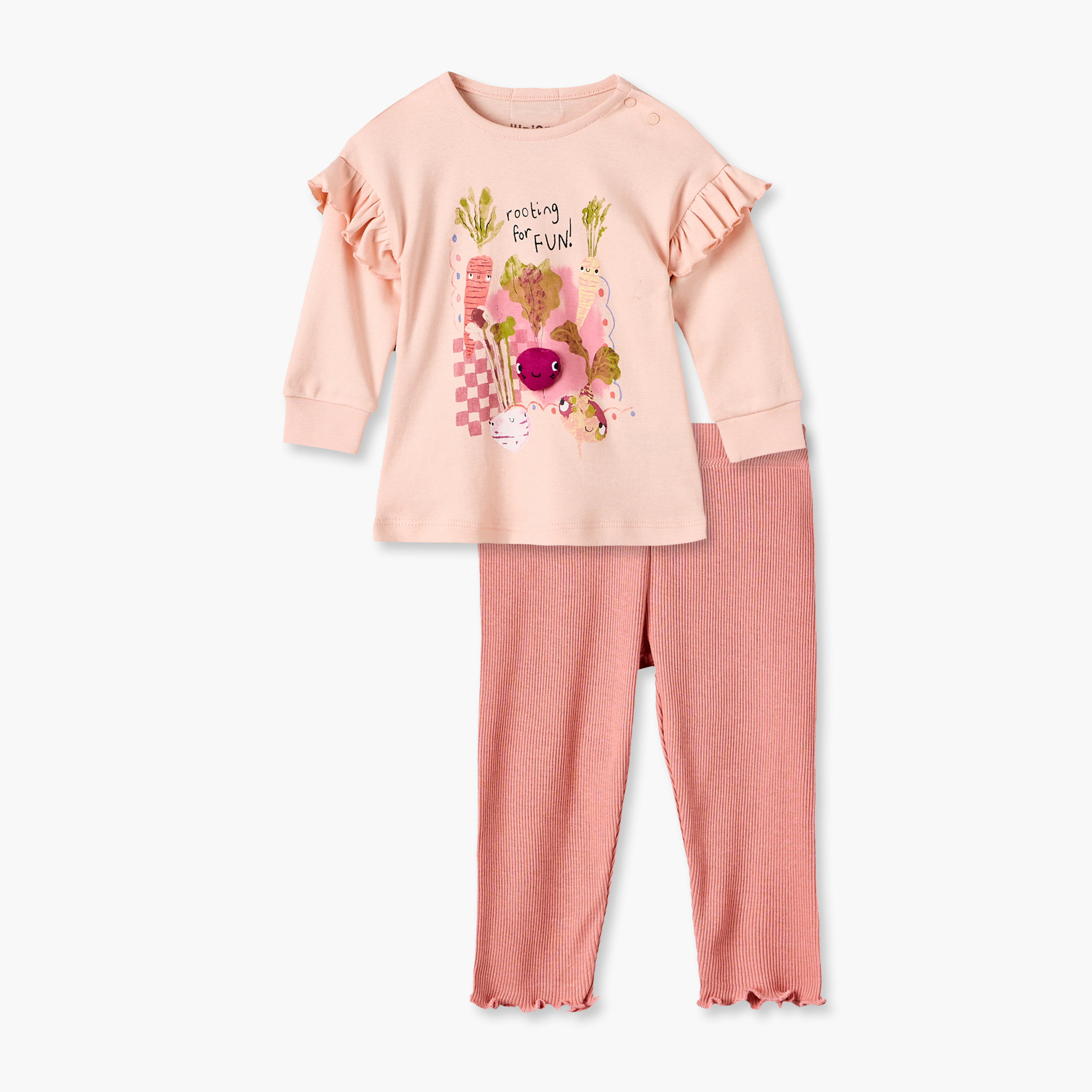 طقم بيجاما قطن بياقة ضيقة وأكمام طويلة وطبعات من جونيورز-baby-girls-clothing-nightwear-pyjamasets-image-2