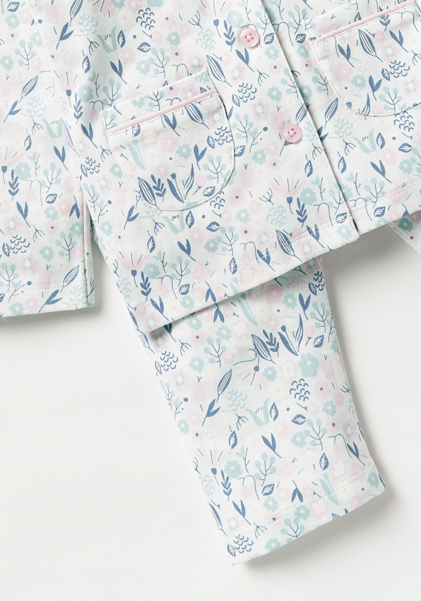 Juniors All-Over Floral Print Long Sleeves Shirt and Pyjama Set-Pyjama Sets-image-4