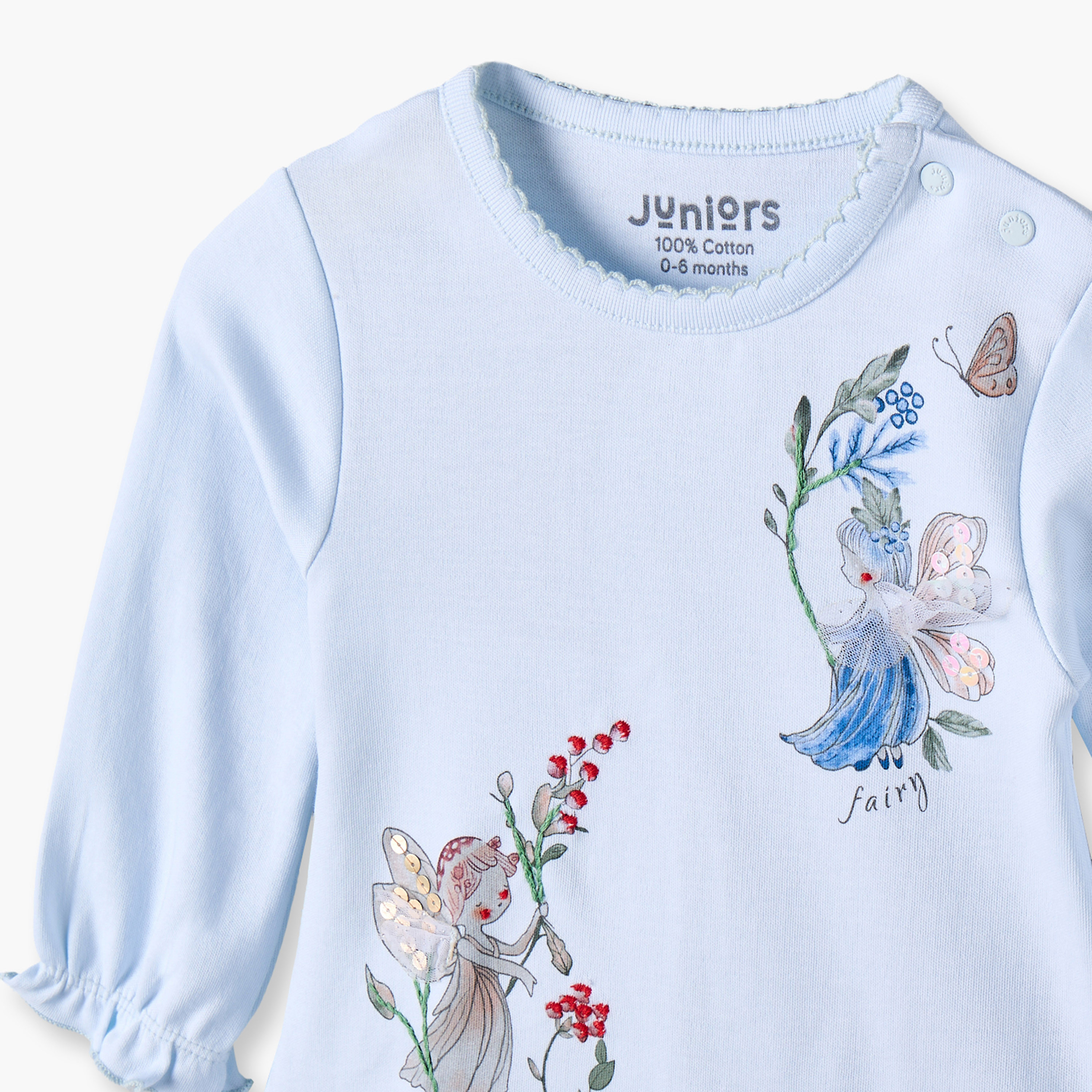 طقم بيجاما قطن بياقة ضيقة وأكمام طويلة وطبعات من جونيورز-baby-girls-clothing-nightwear-pyjamasets-image-6