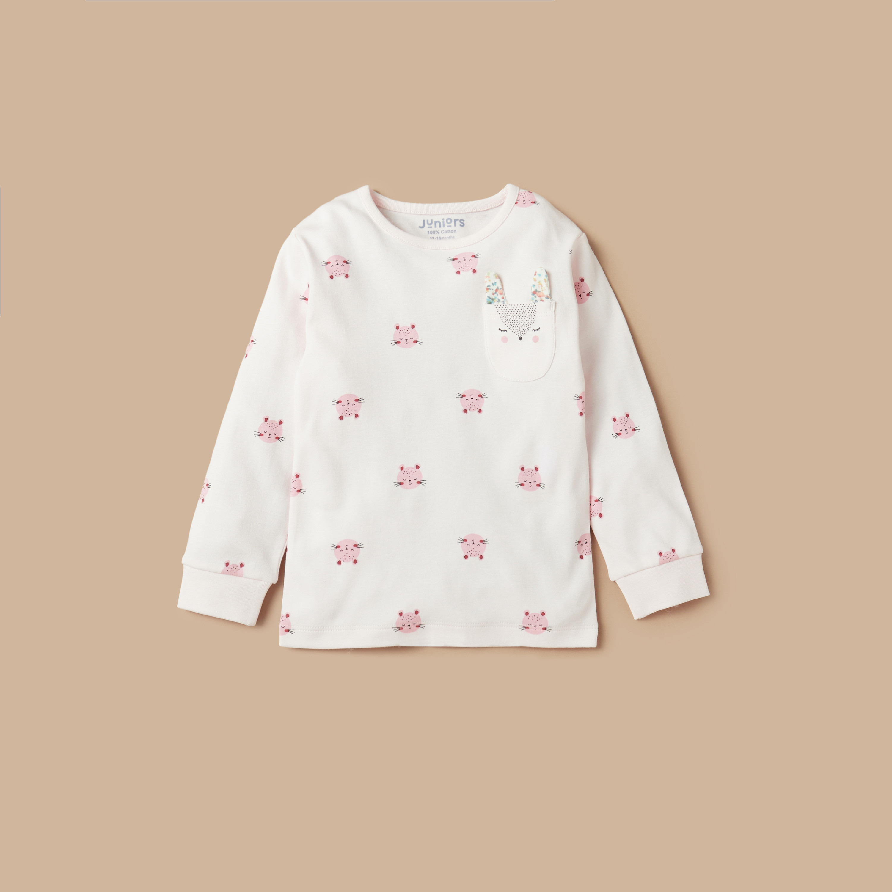 Juniors All-Over Animal Print Long Sleeves T-shirt and Elasticated Pyjama Set-baby-girls-clothing-nightwear-pyjamasets-image-2