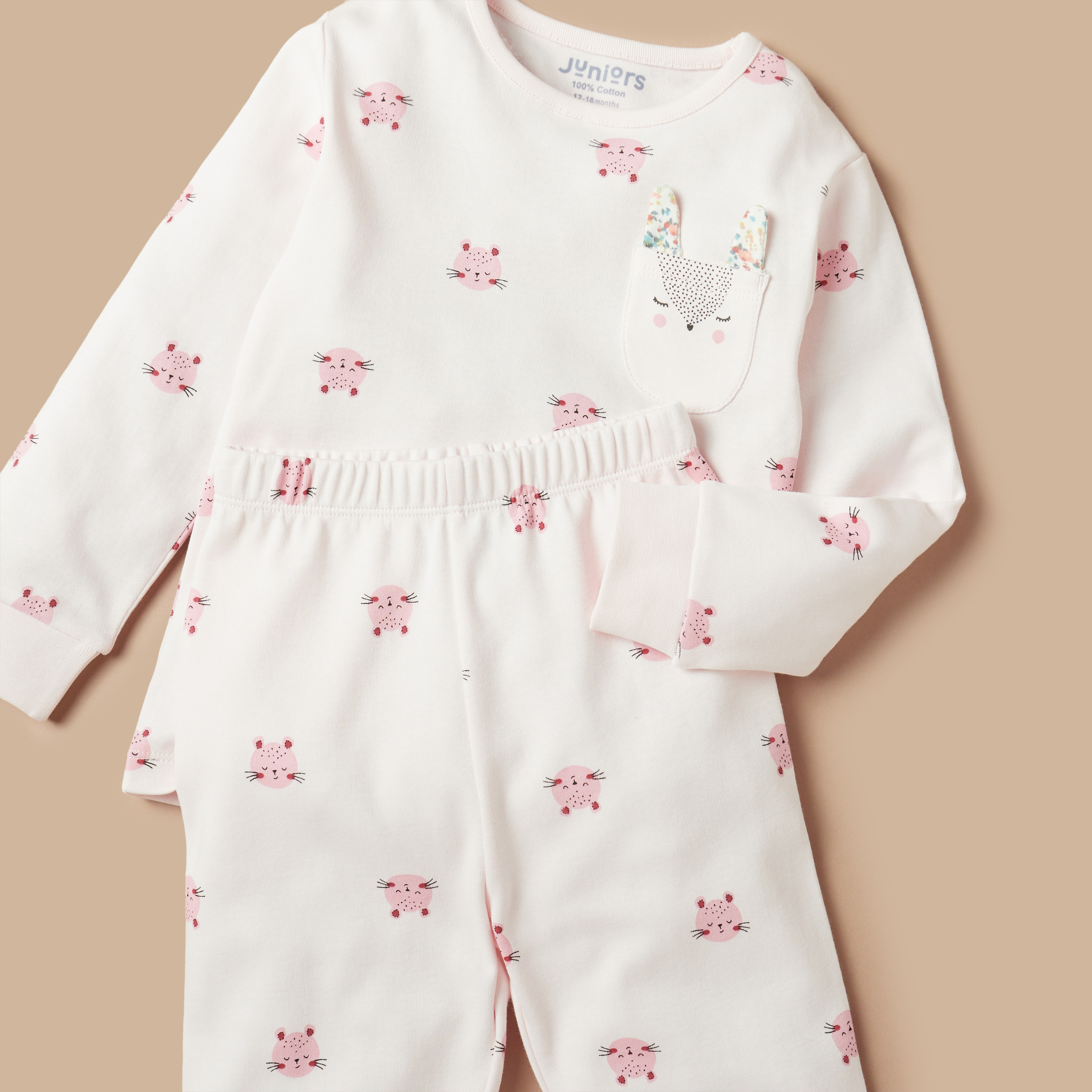 Juniors All-Over Animal Print Long Sleeves T-shirt and Elasticated Pyjama Set-baby-girls-clothing-nightwear-pyjamasets-image-4