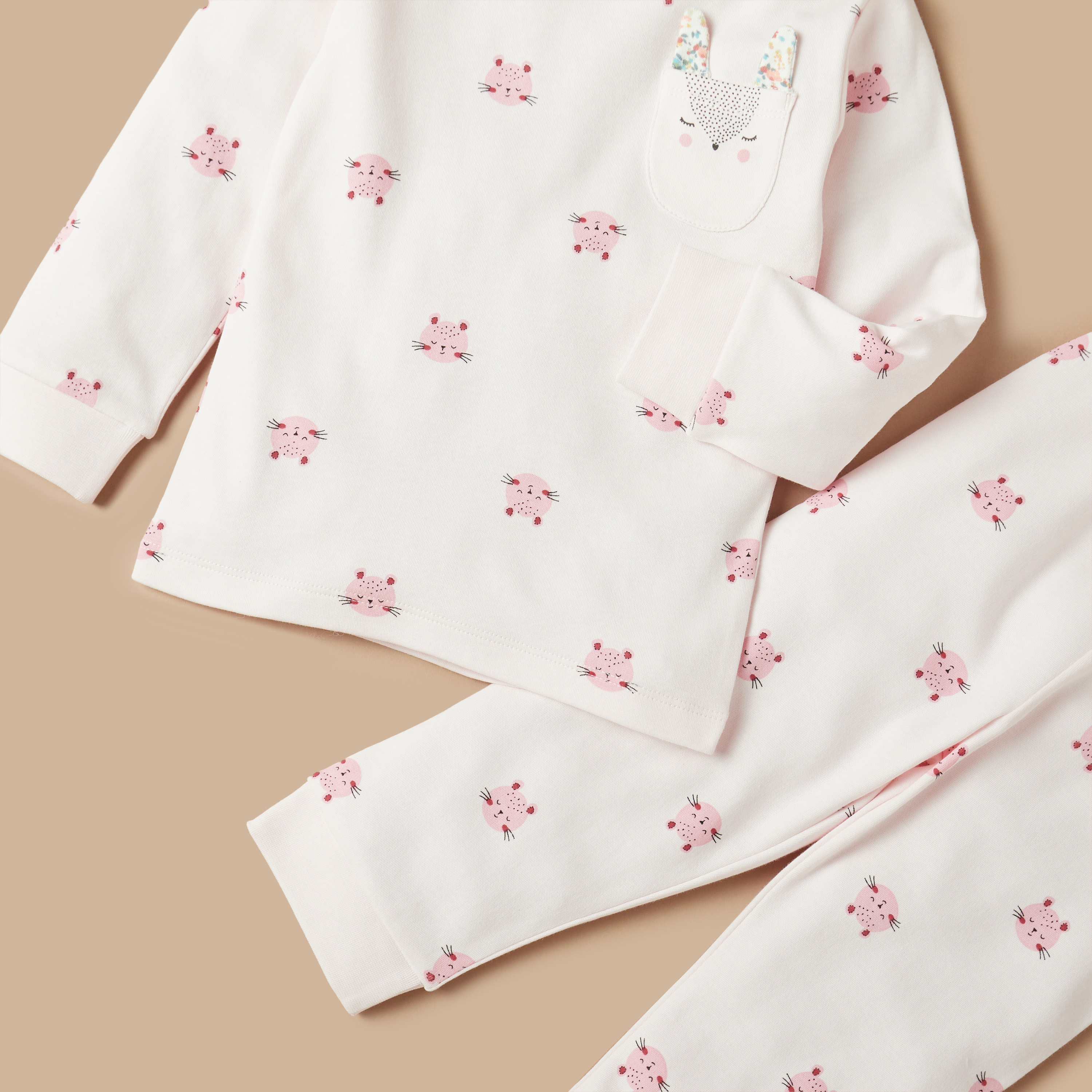 Juniors All-Over Animal Print Long Sleeves T-shirt and Elasticated Pyjama Set-baby-girls-clothing-nightwear-pyjamasets-image-5