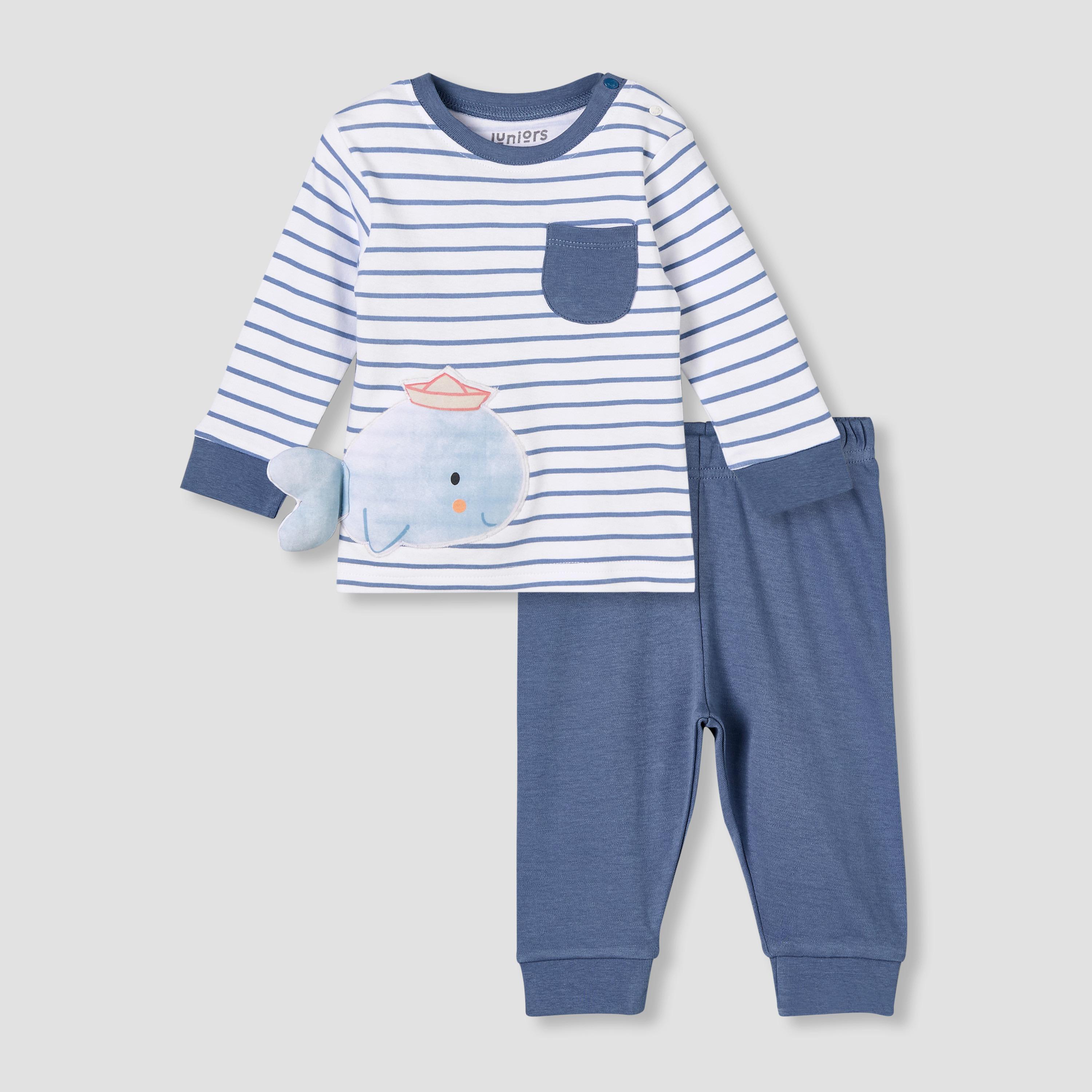 Juniors Cotton Round Neck Long Sleeve Pyjama Set with Print-baby-boys-clothing-nightwear-pyjamasets-image-2
