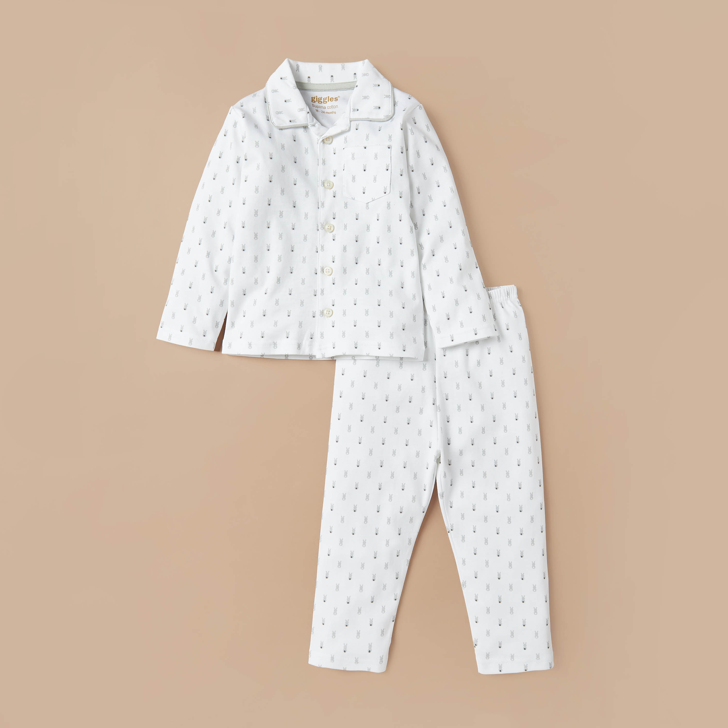 طقم بنطلون بيجاما وقميص بطبعات من جيجلز-baby-girls-clothing-nightwear-pyjamasets-image-1