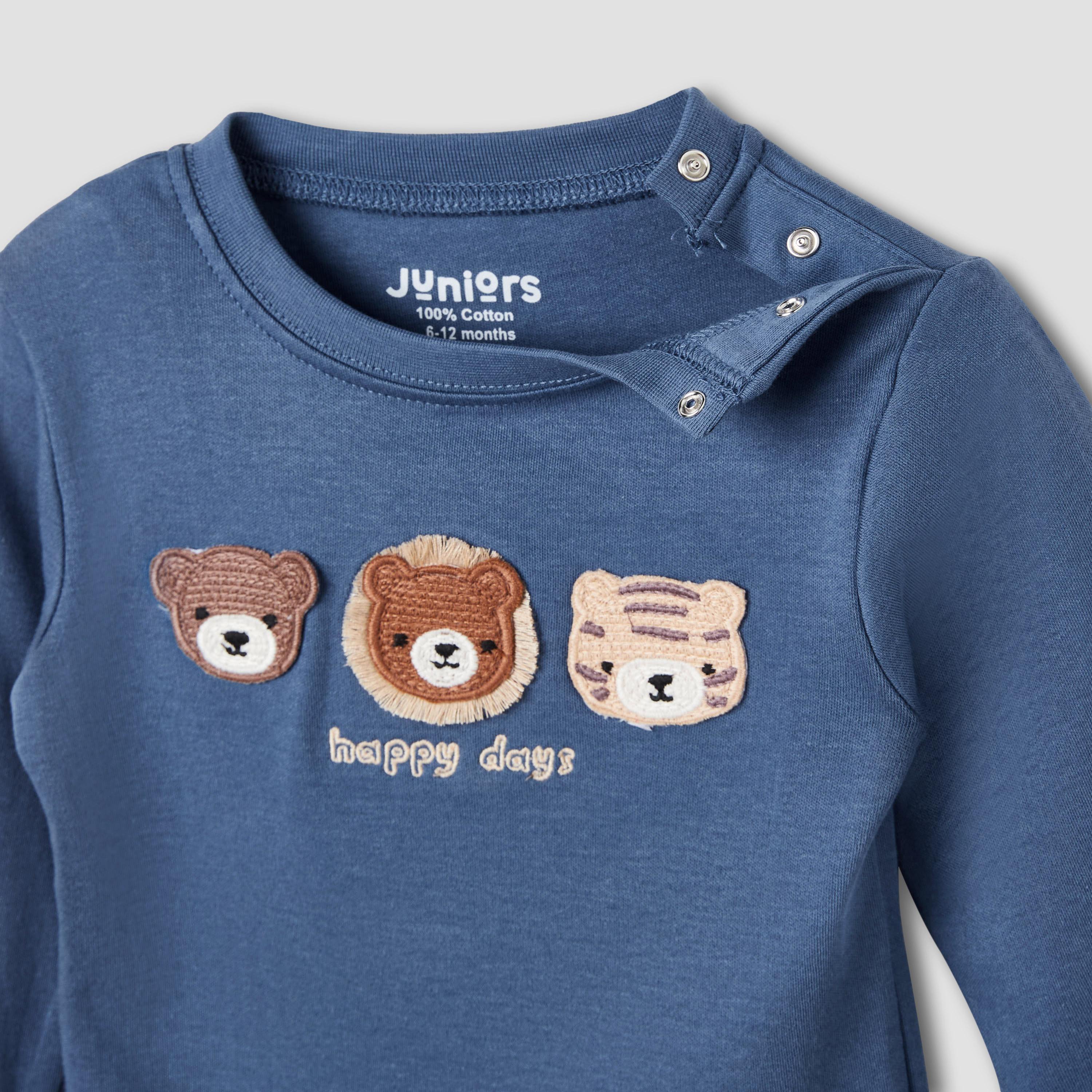 Juniors Bunny Print Long Sleeves T-shirt and Pyjama Set-baby-girls-clothing-nightwear-pyjamasets-image-4