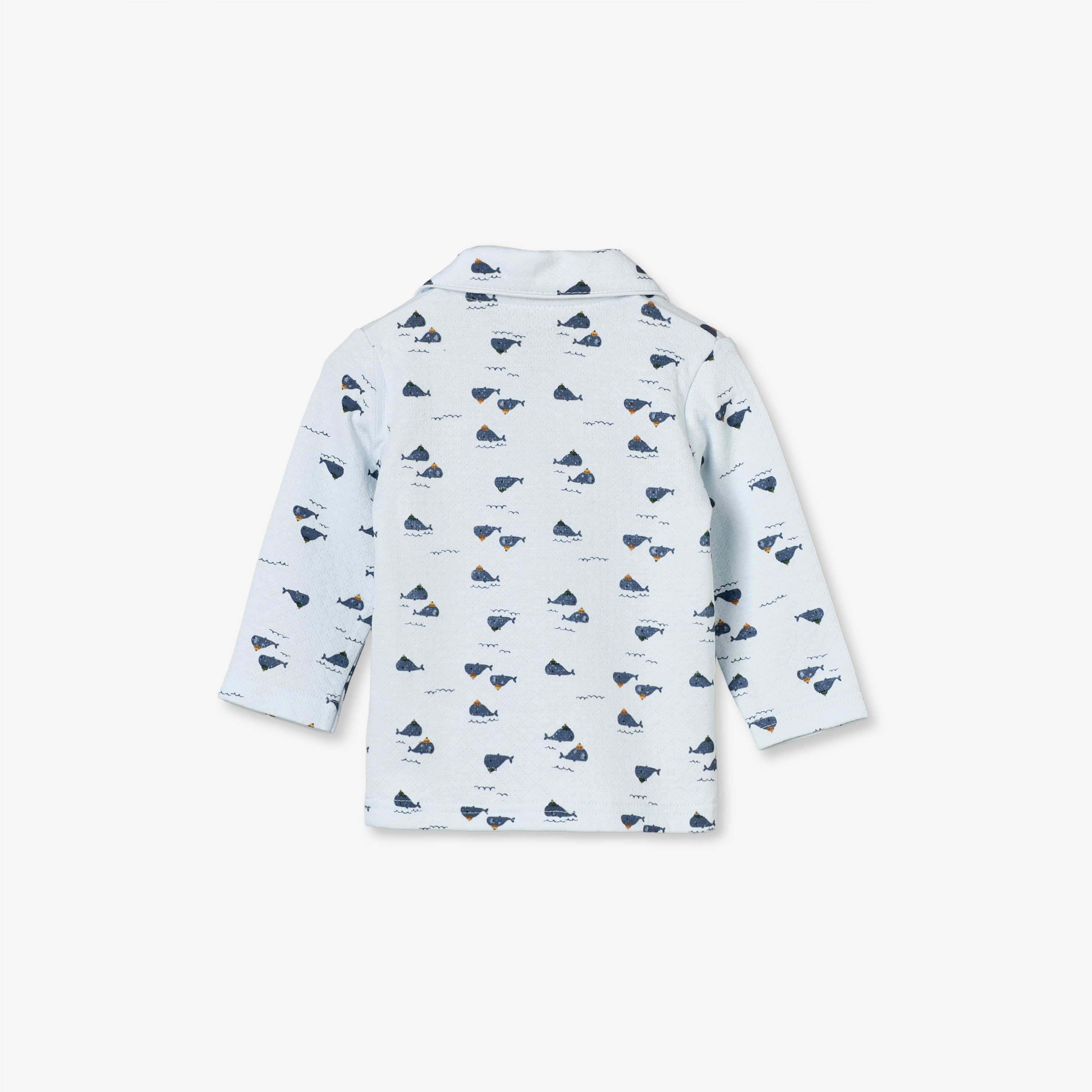 طقم بيجاما قطني بياقة وأكمام طويلة بطبعة حوت من جونيورز-baby-boys-clothing-nightwear-pyjamasets-image-5