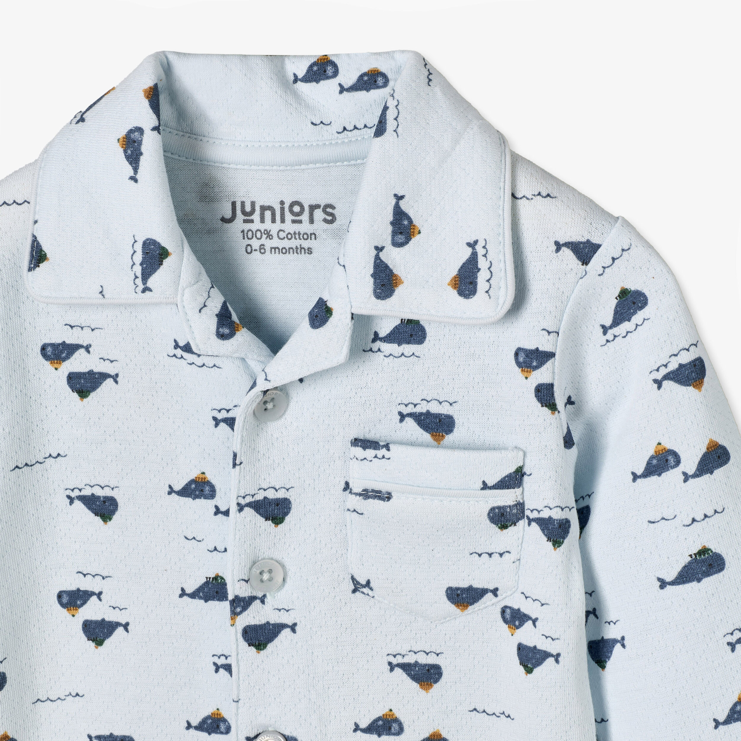 طقم بيجاما قطني بياقة وأكمام طويلة بطبعة حوت من جونيورز-baby-boys-clothing-nightwear-pyjamasets-image-7