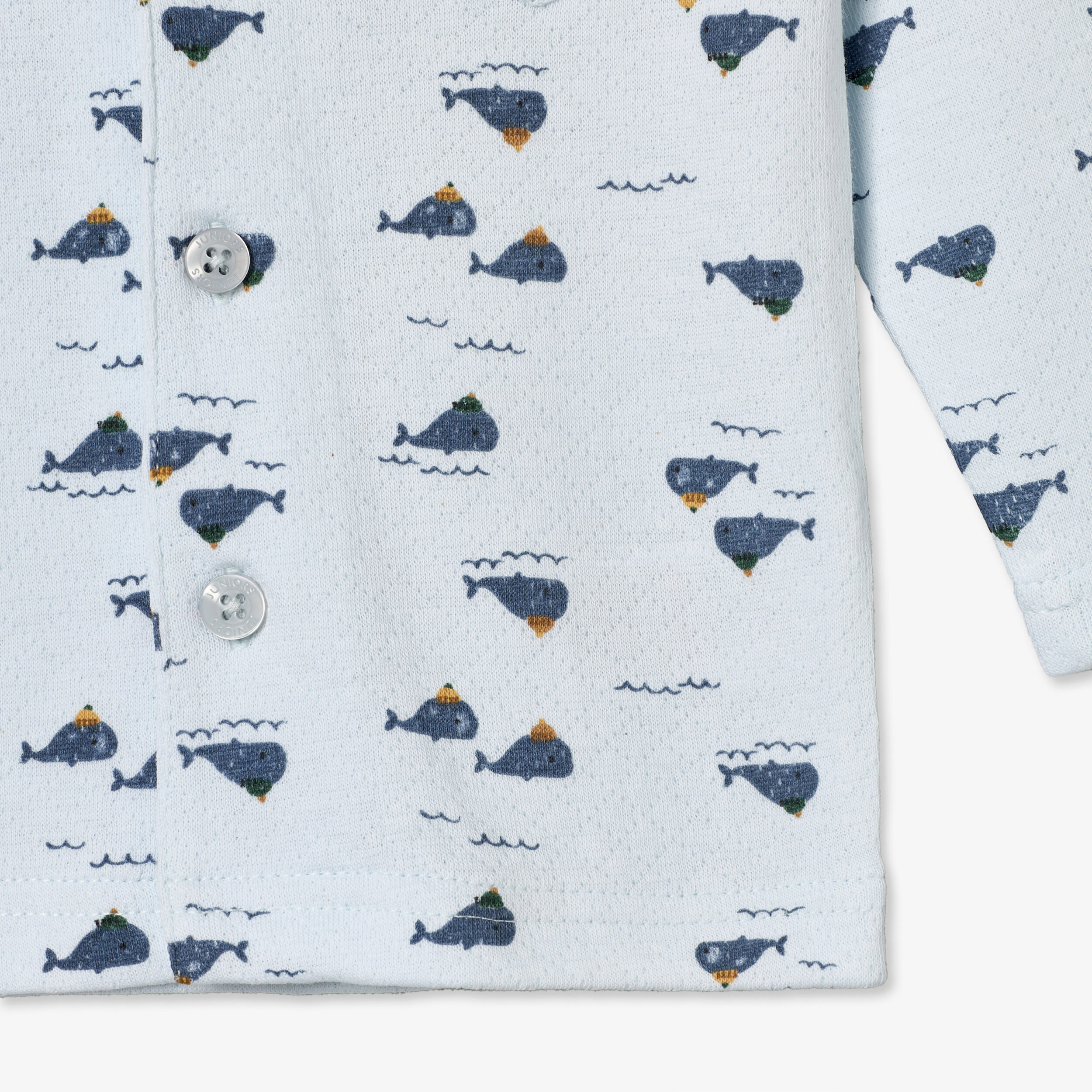 طقم بيجاما قطني بياقة وأكمام طويلة بطبعة حوت من جونيورز-baby-boys-clothing-nightwear-pyjamasets-image-8