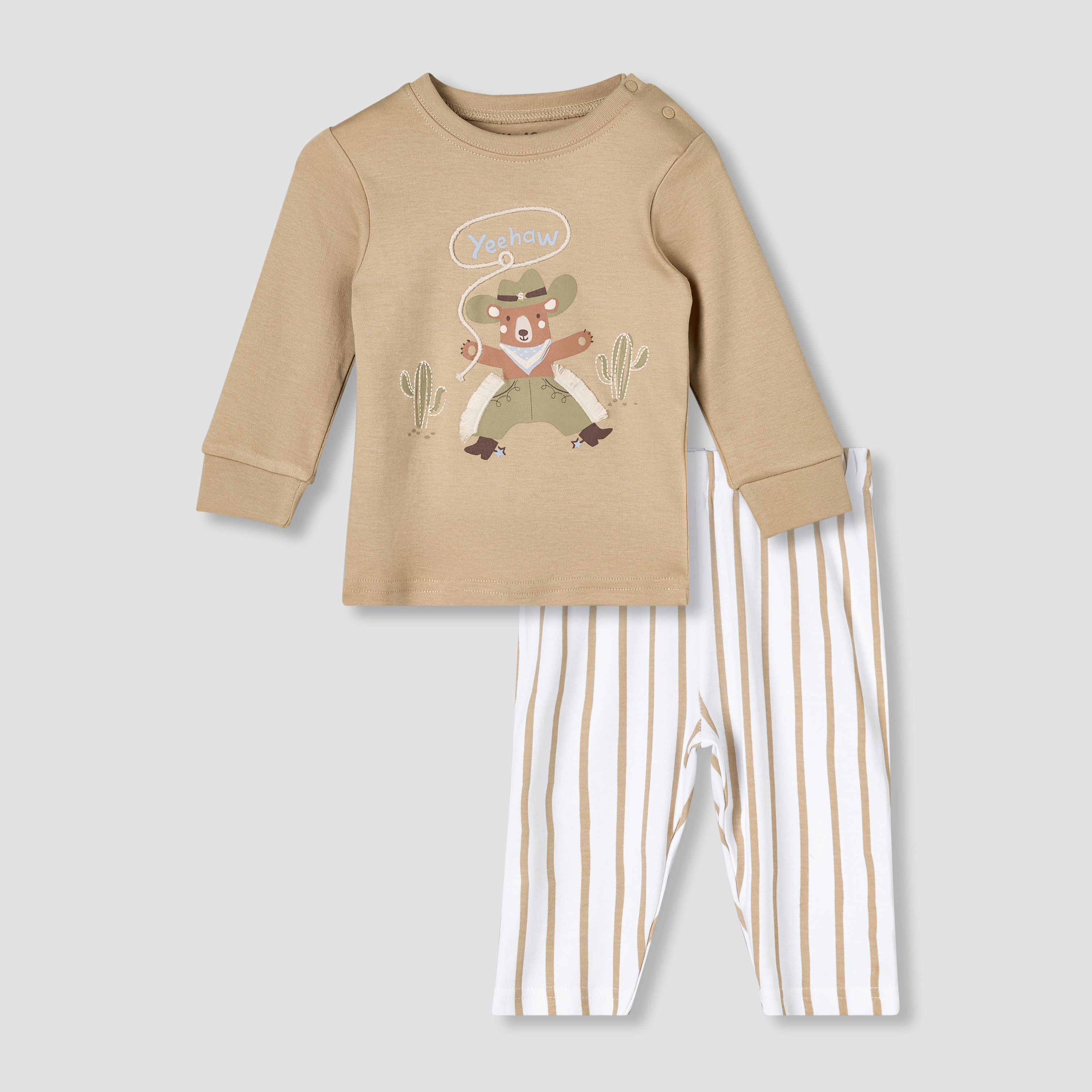 Juniors Cotton Round Neck Long Sleeves Pyjama Set with Bear Print-baby-boys-clothing-nightwear-pyjamasets-image-2
