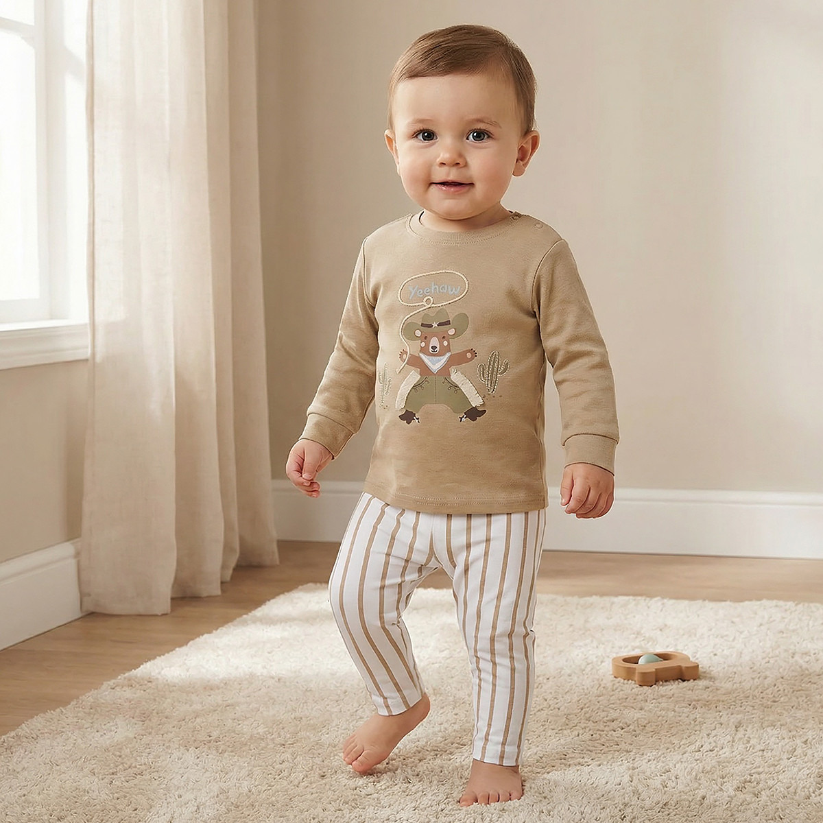 Juniors Cotton Round Neck Long Sleeves Pyjama Set with Bear Print-baby-boys-clothing-nightwear-pyjamasets-image-1