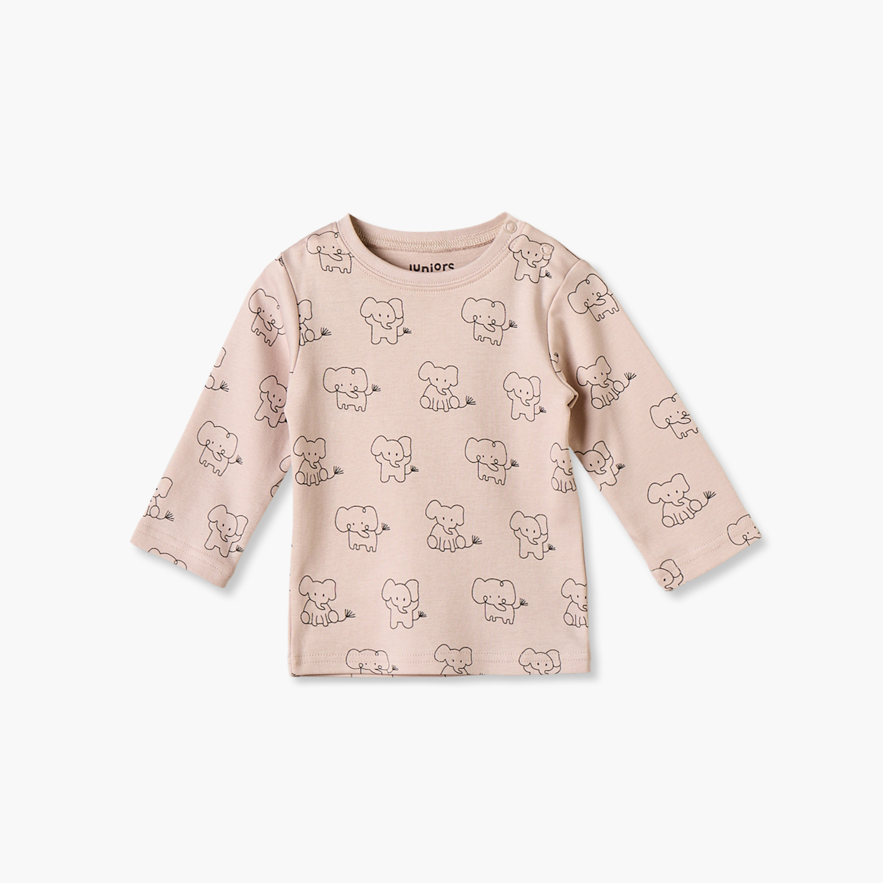 Juniors Cotton Crew Neck Long Sleeves Pyjama Set with Elephant Print-baby-girls-clothing-winterwear-pyjamasets-image-7