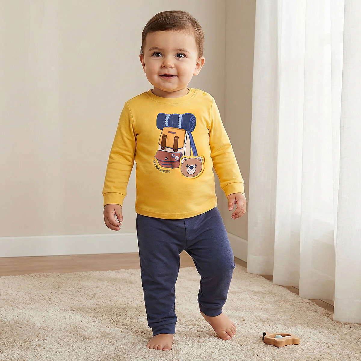 Juniors Tiger Print Long Sleeves T-shirt and Pyjama Set-baby-girls-clothing-nightwear-pyjamasets-image-1