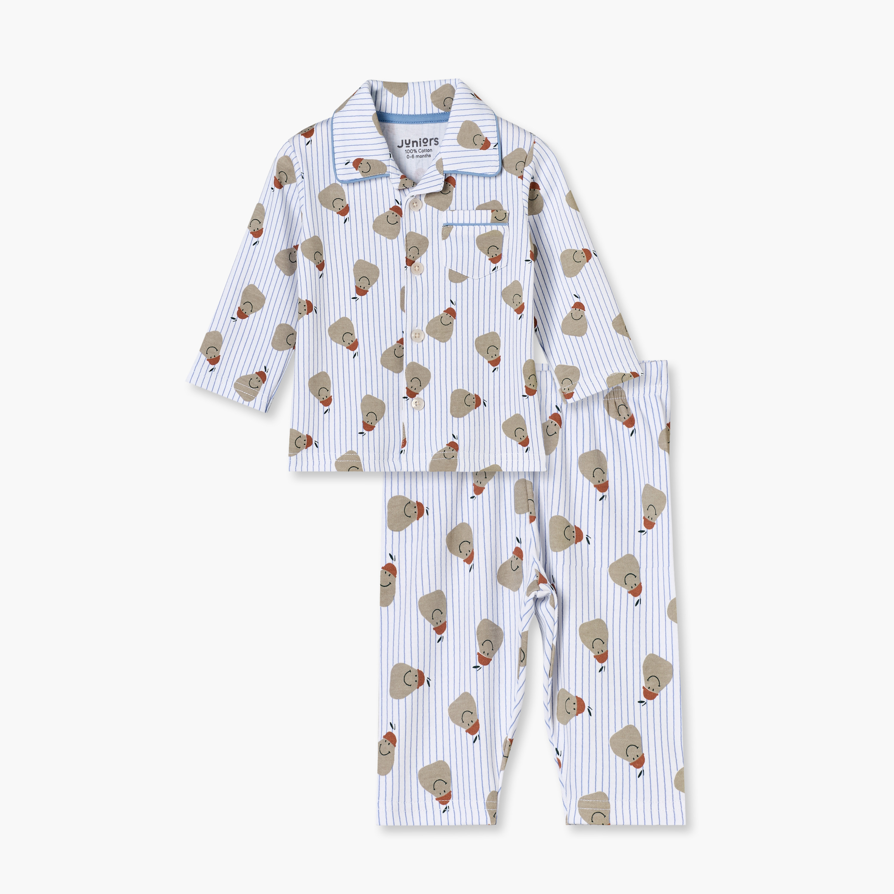 طقم بيجاما قطني بياقة وأكمام طويلة بطبعة كمثرى من جونيورز-baby-boys-clothing-nightwear-pyjamasets-image-2