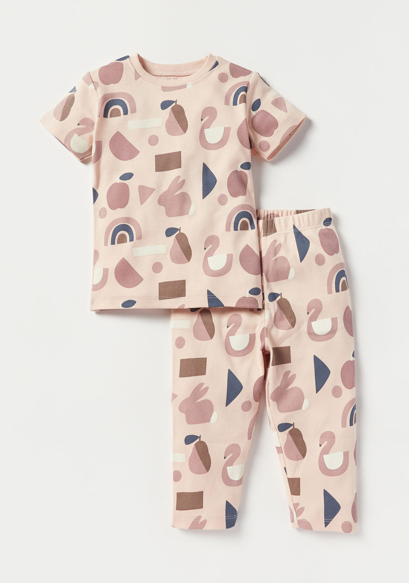 Juniors All-Over Print T-shirt and Pyjama Set-Pyjama Sets-image-0