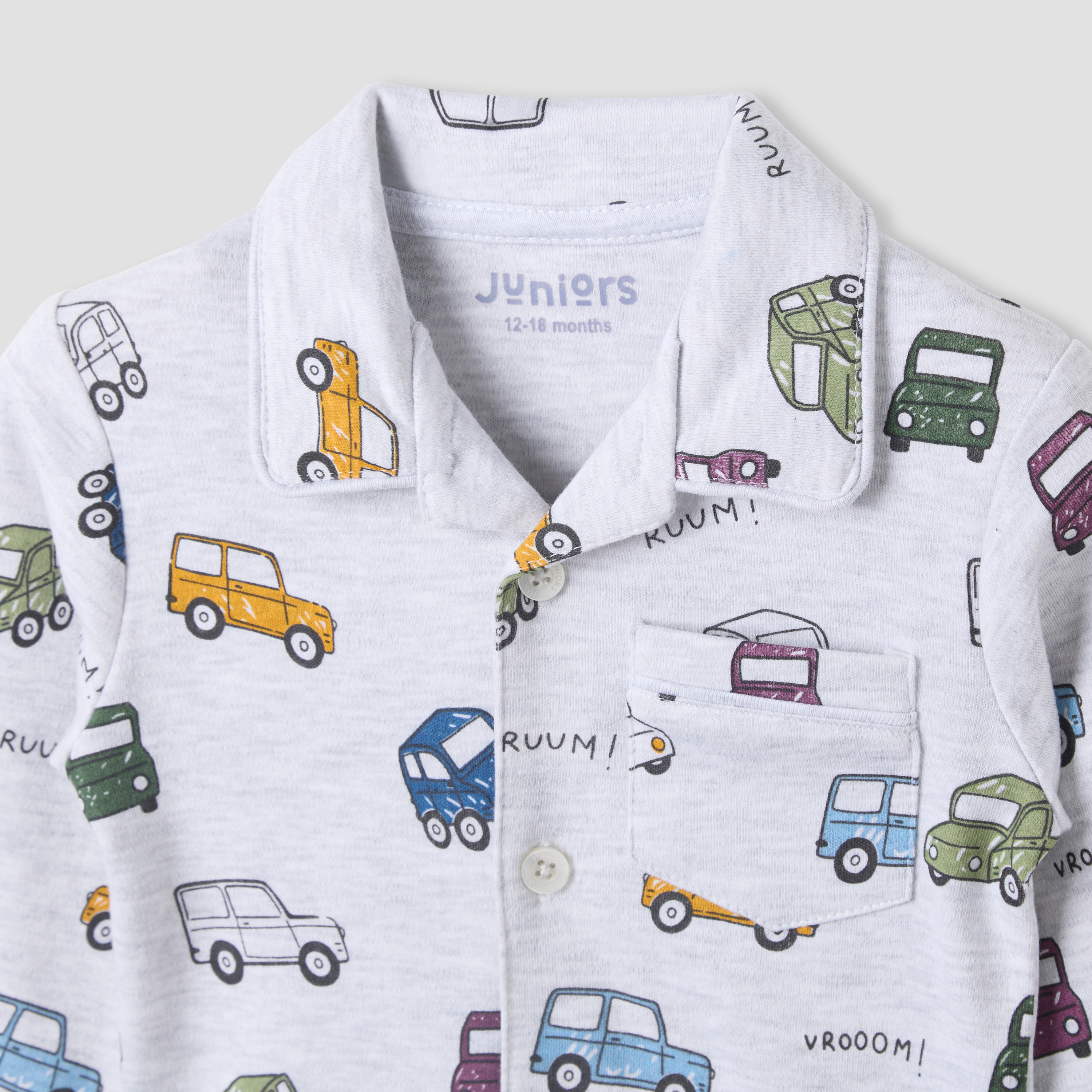 Juniors Vehicle Print Long Sleeve Shirt and Pyjama Set-baby-boys-clothing-nightwear-pyjamasets-image-4
