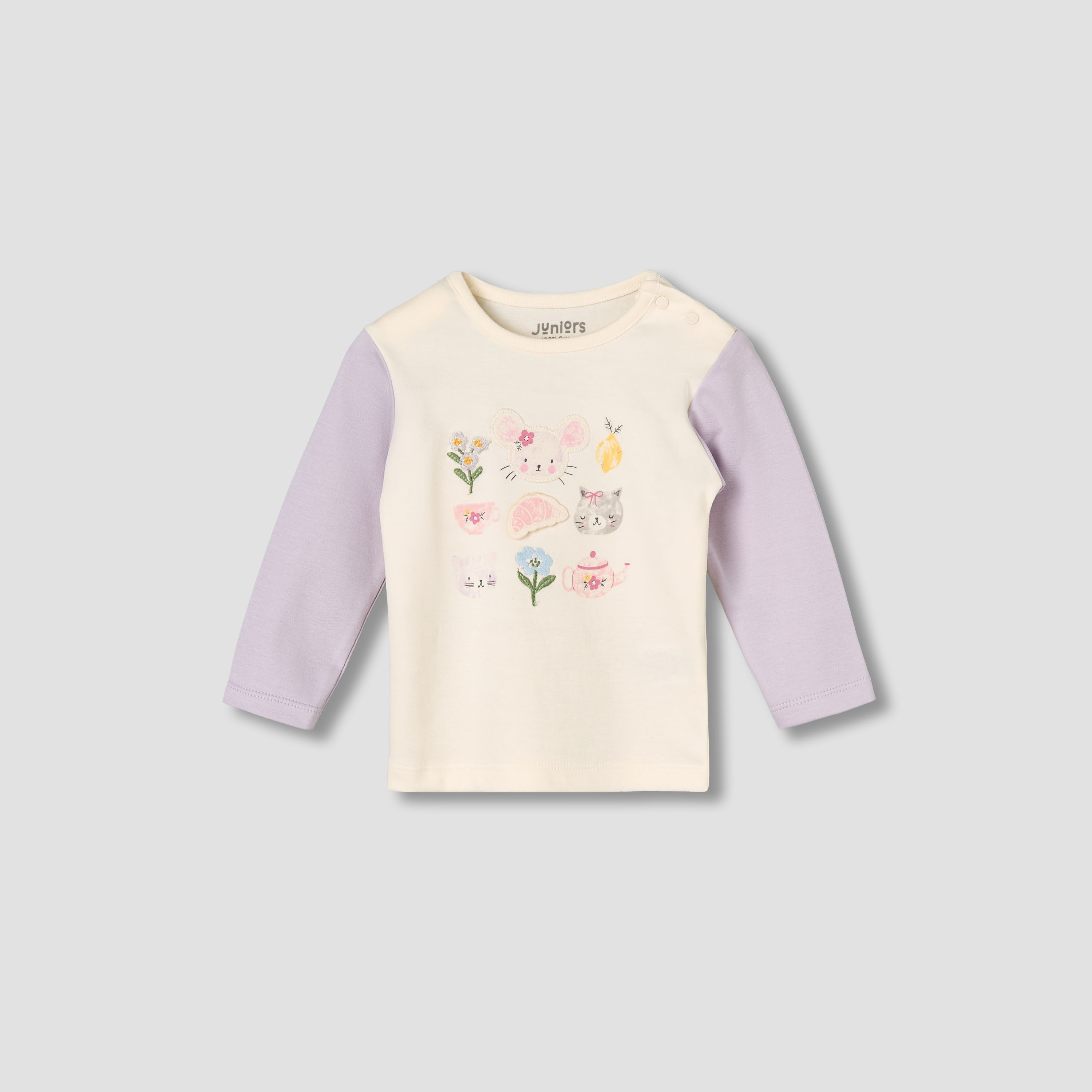 Juniors Cotton Round Neck Long Sleeve Pyjama Set with Print-baby-girls-clothing-nightwear-pyjamasets-image-2