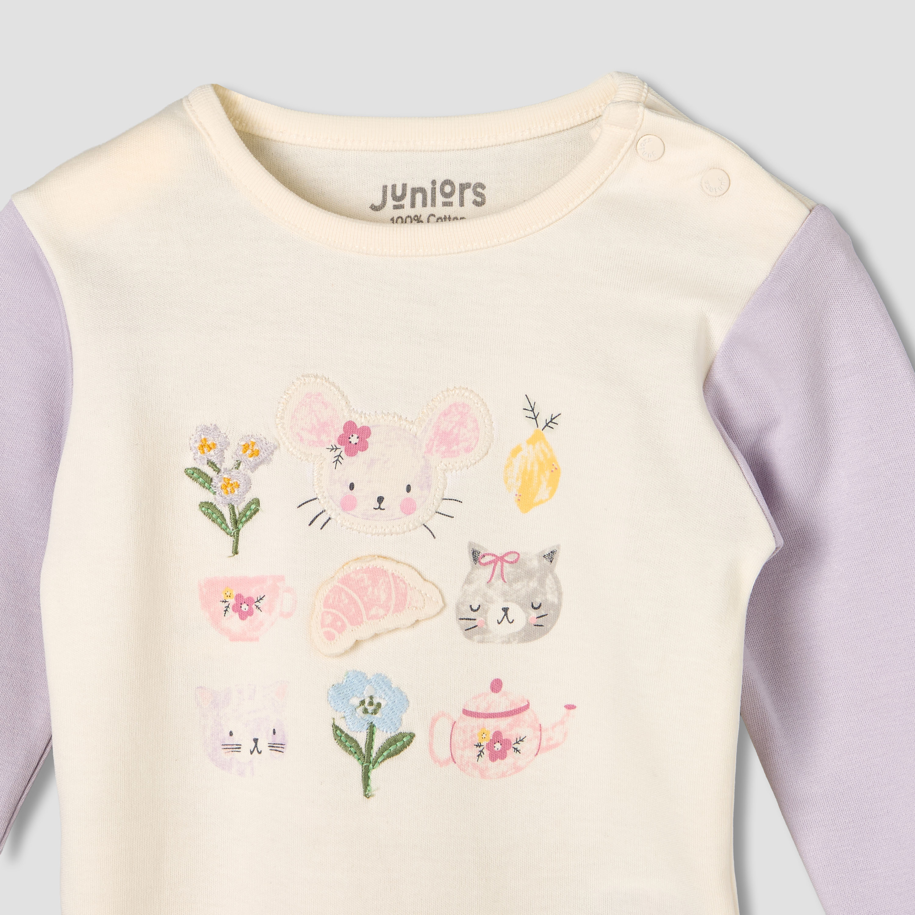 Juniors Cotton Round Neck Long Sleeve Pyjama Set with Print-baby-girls-clothing-nightwear-pyjamasets-image-4