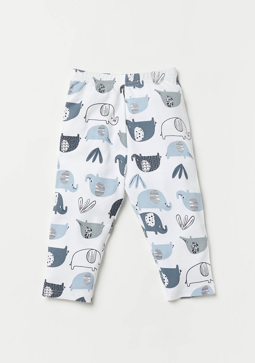 Juniors Elephant Print Long Sleeves Shirt and Pyjama Set-Pyjama Sets-image-2