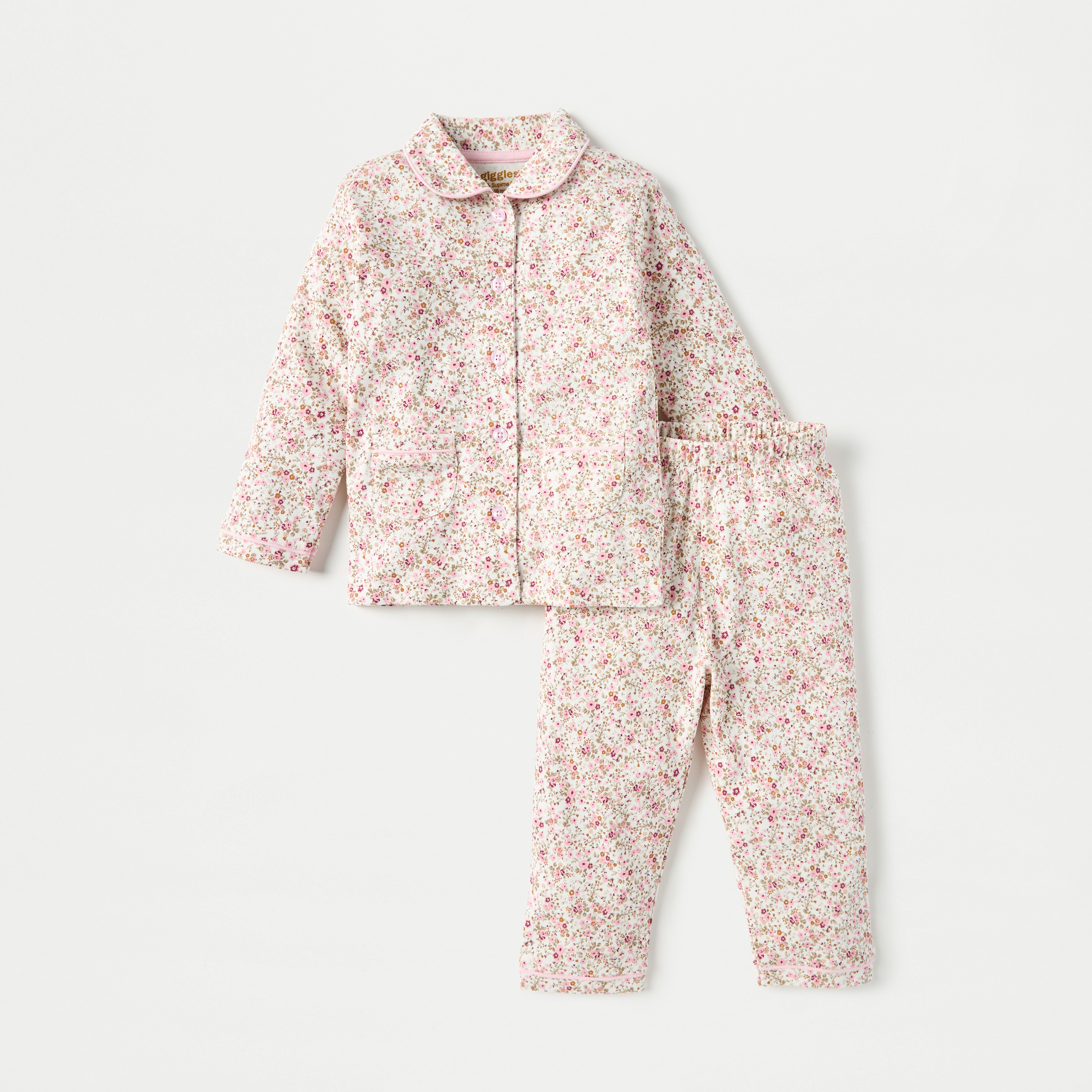 Giggles All-Over Floral Print Shirt and Pyjama Set-baby-girls-clothing-nightwear-pyjamasets-image-1