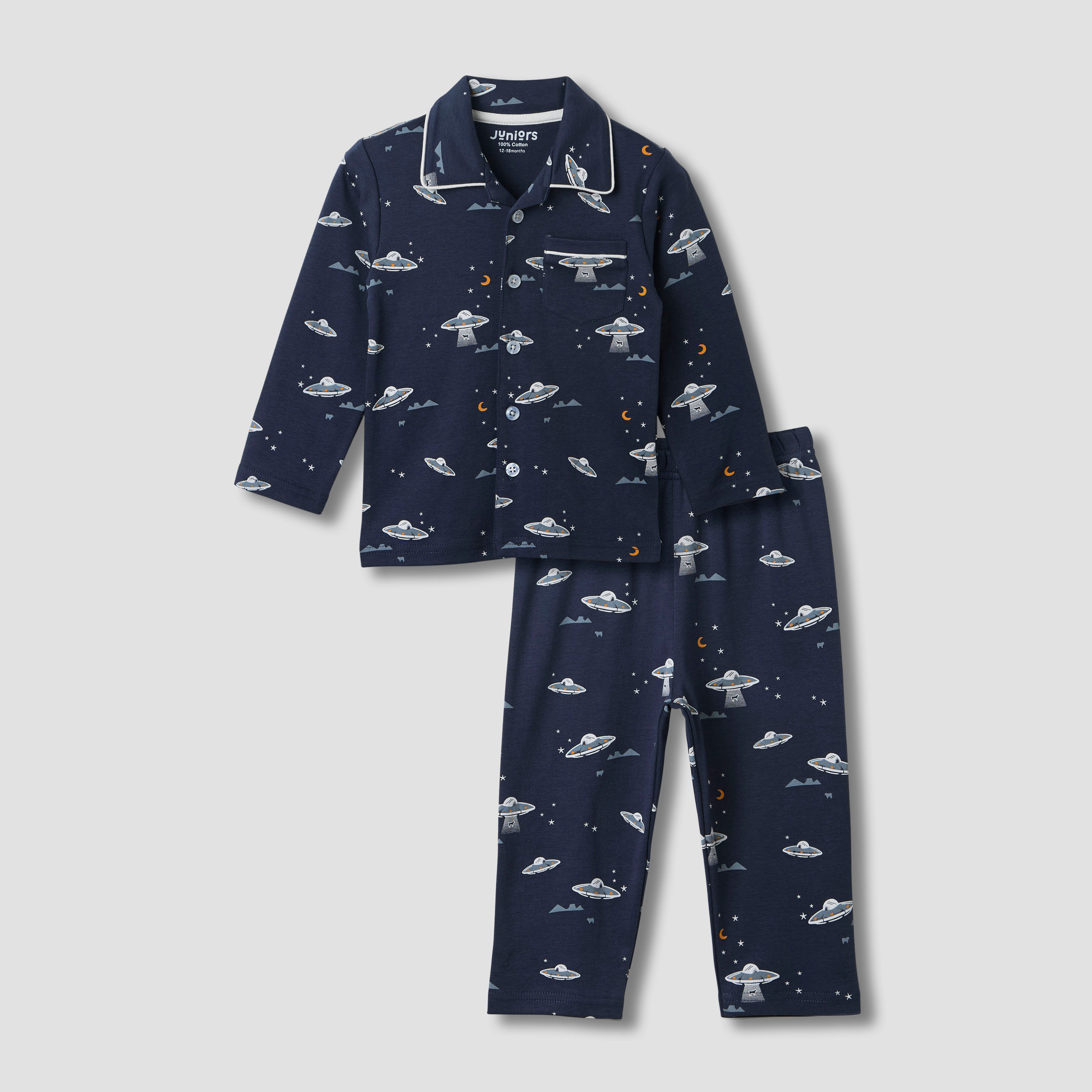 Juniors Printed Long Sleeve Shirt and Pyjama Set-baby-boys-clothing-nightwear-pyjamasets-image-1