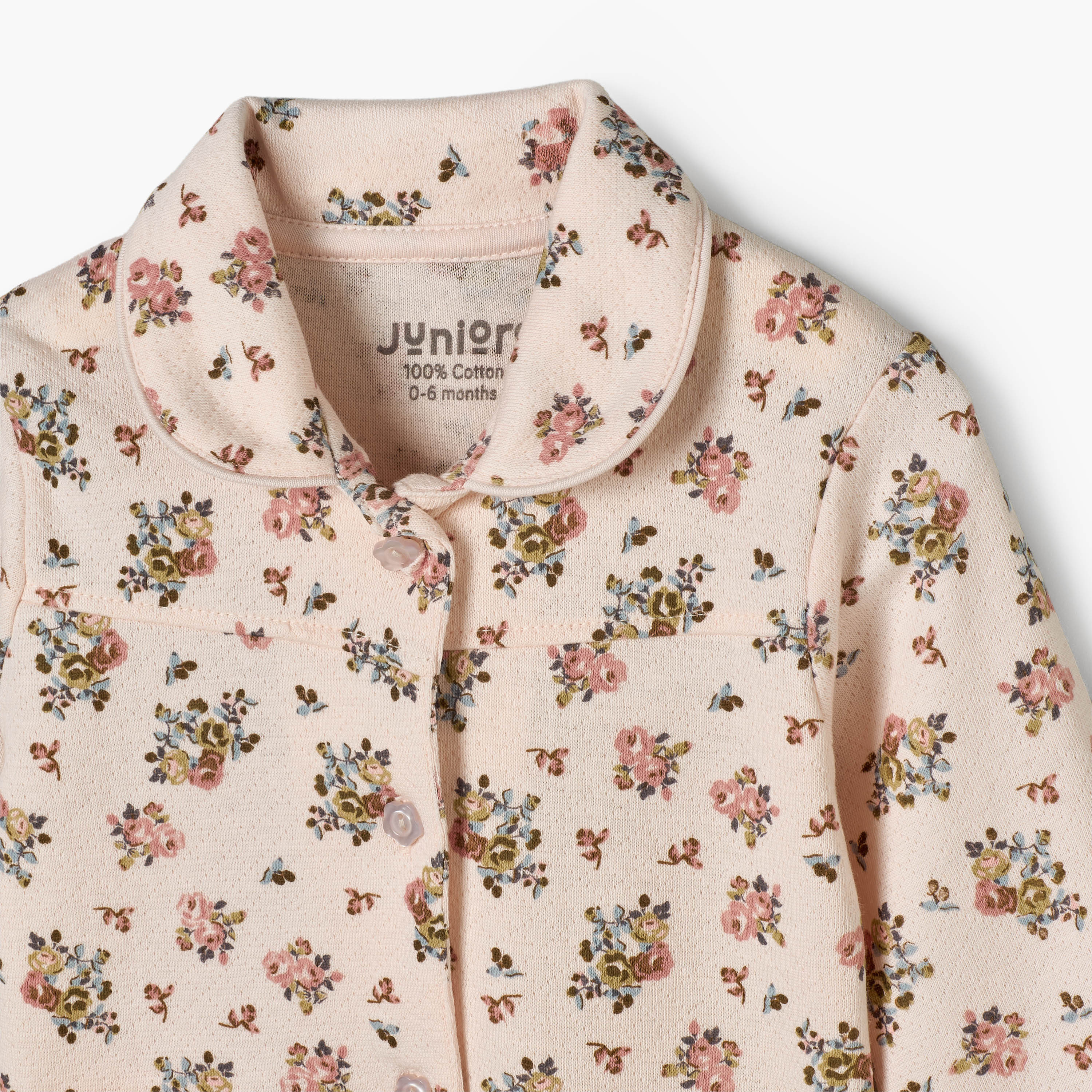 Juniors Cotton Collared Long Sleeves Pyjama Set with Floral Print-baby-girls-clothing-nightwear-pyjamasets-image-7