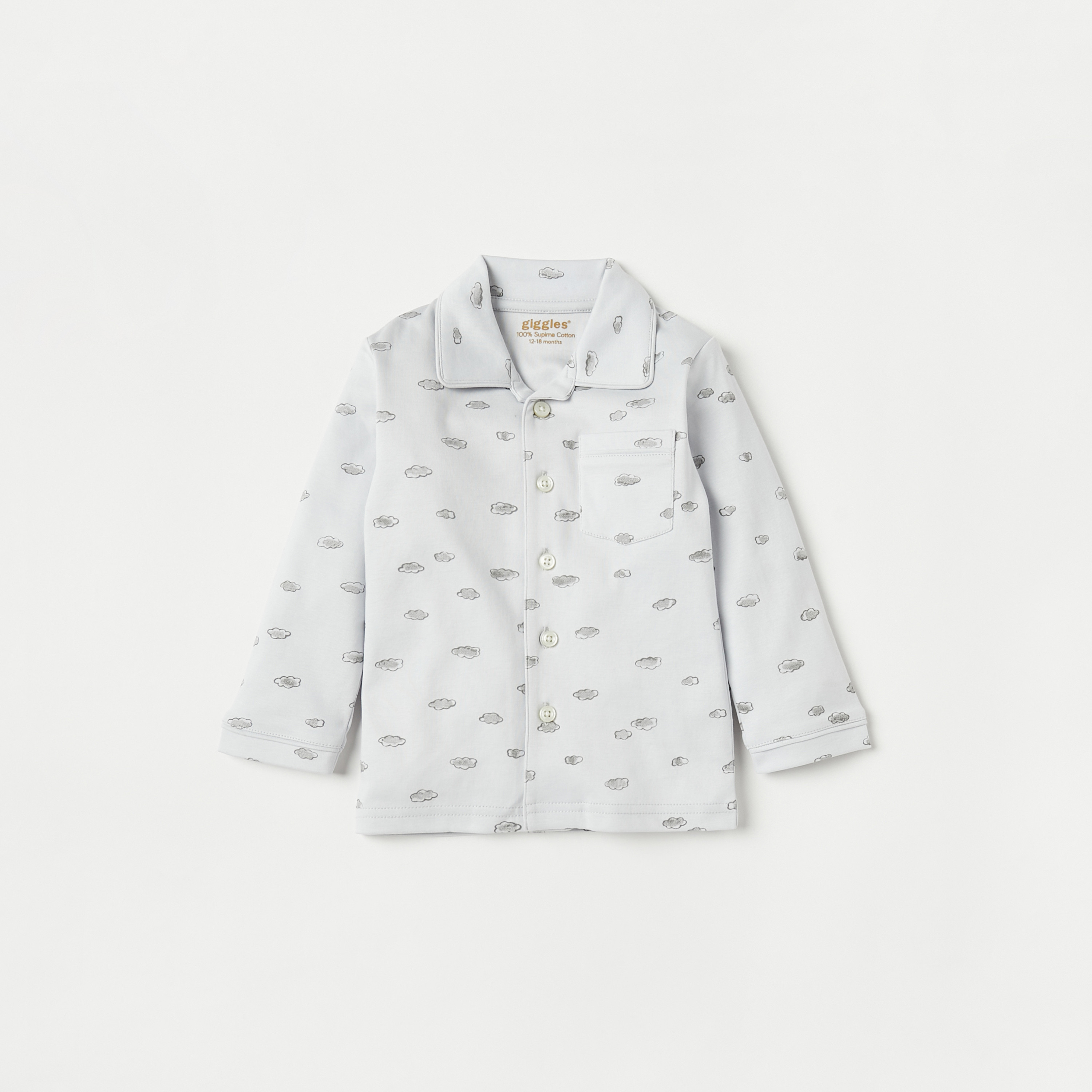 Giggles All-Over Cloud Print Long Sleeves Shirt and Elasticated Pyjama Set-baby-boys-clothing-nightwear-pyjamasets-image-2