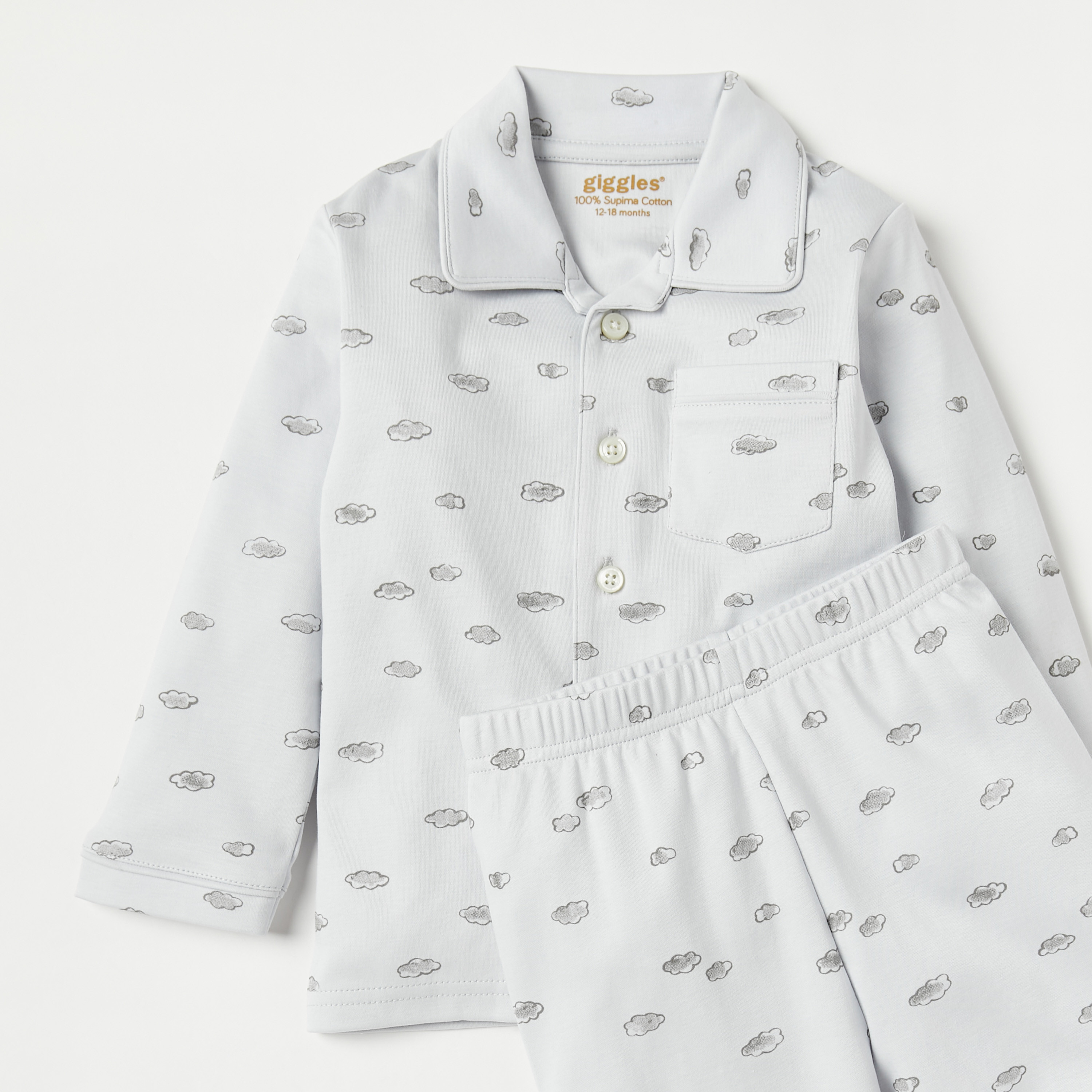 Giggles All-Over Cloud Print Long Sleeves Shirt and Elasticated Pyjama Set-baby-boys-clothing-nightwear-pyjamasets-image-4