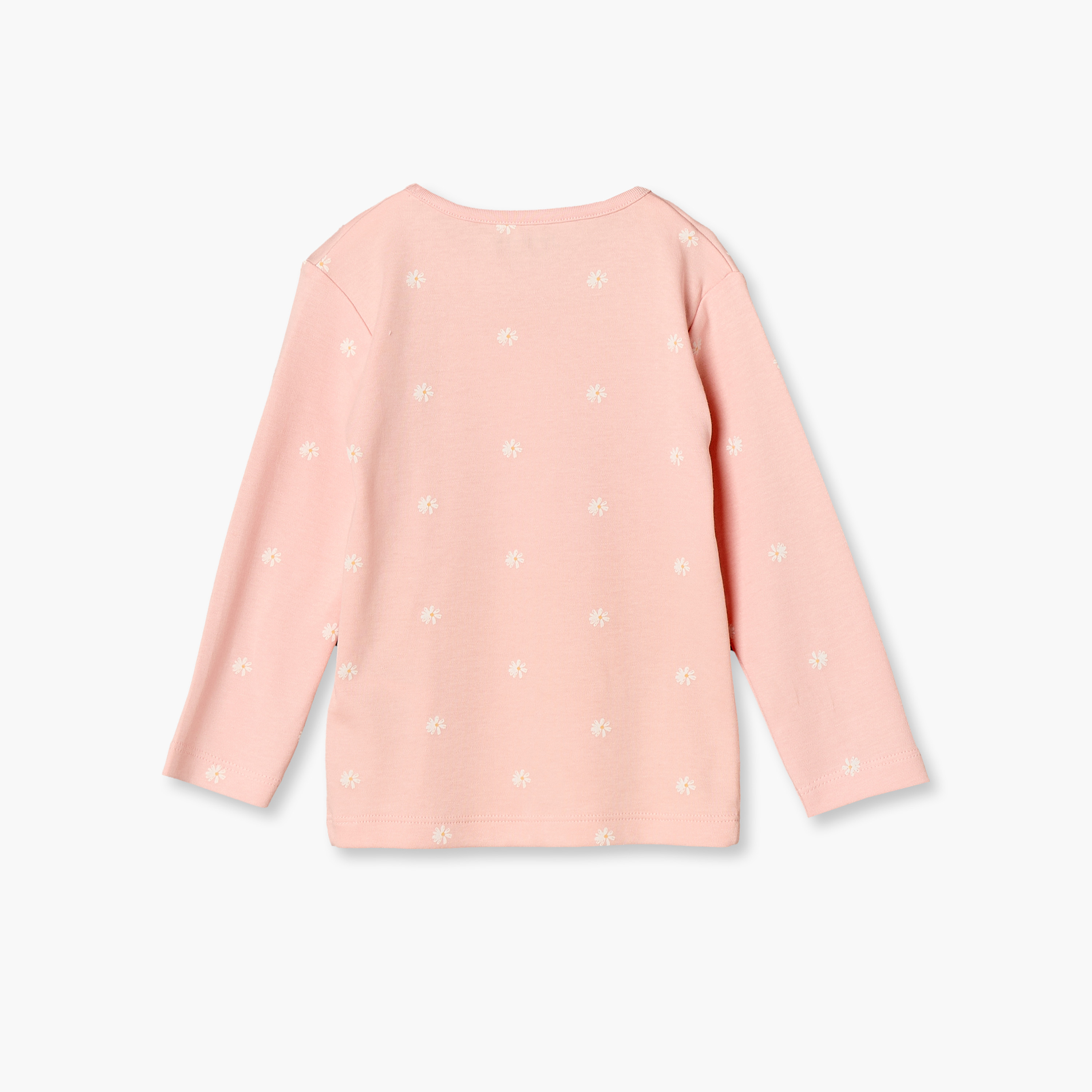 Juniors Cotton Crew Neck Long Sleeves Pyjama Set with Floral Print-baby-girls-clothing-nightwear-pyjamasets-image-4