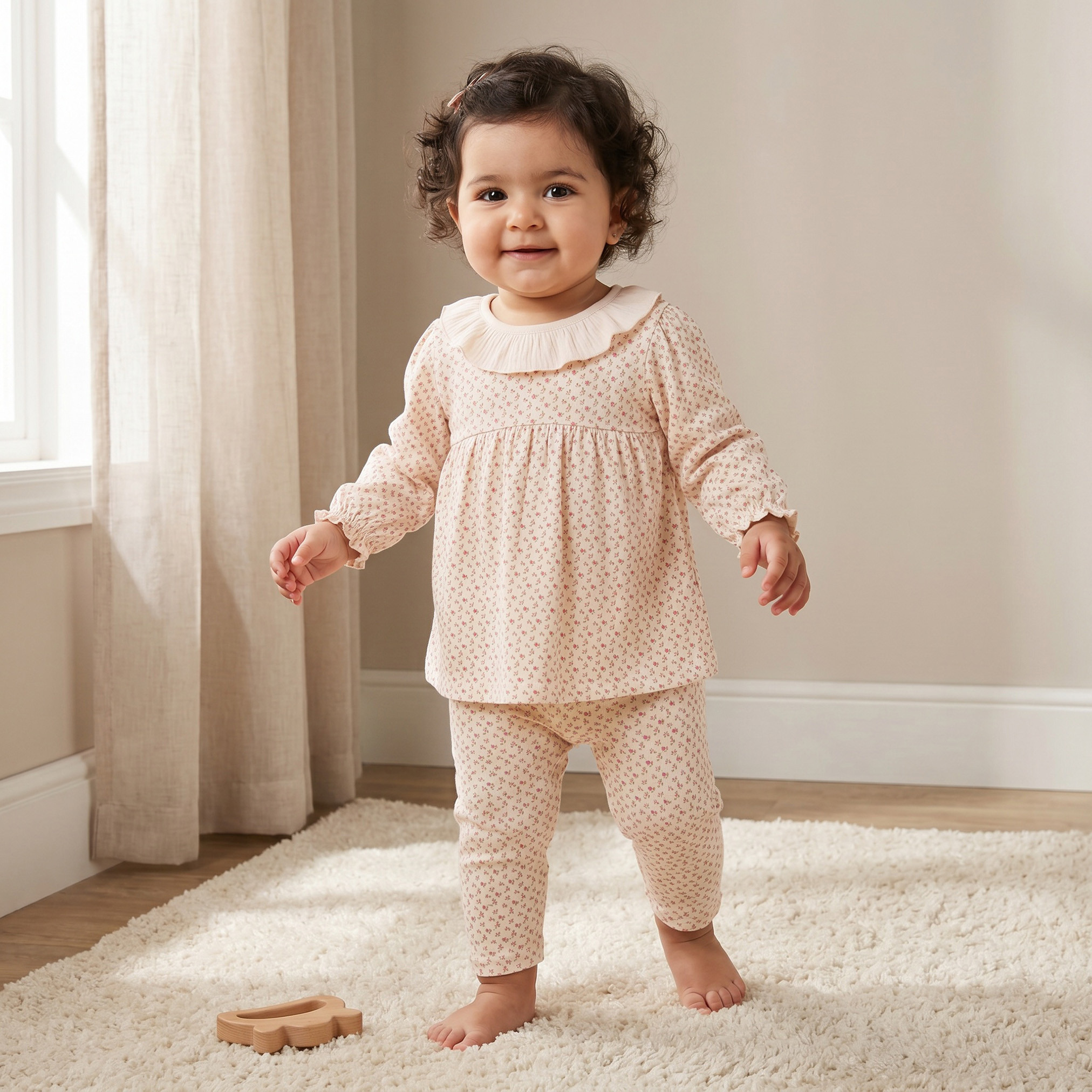 Giggles Cotton Round Long Sleeves Pyjama Set with Floral Print-baby-girls-clothing-nightwear-pyjamasets-image-1