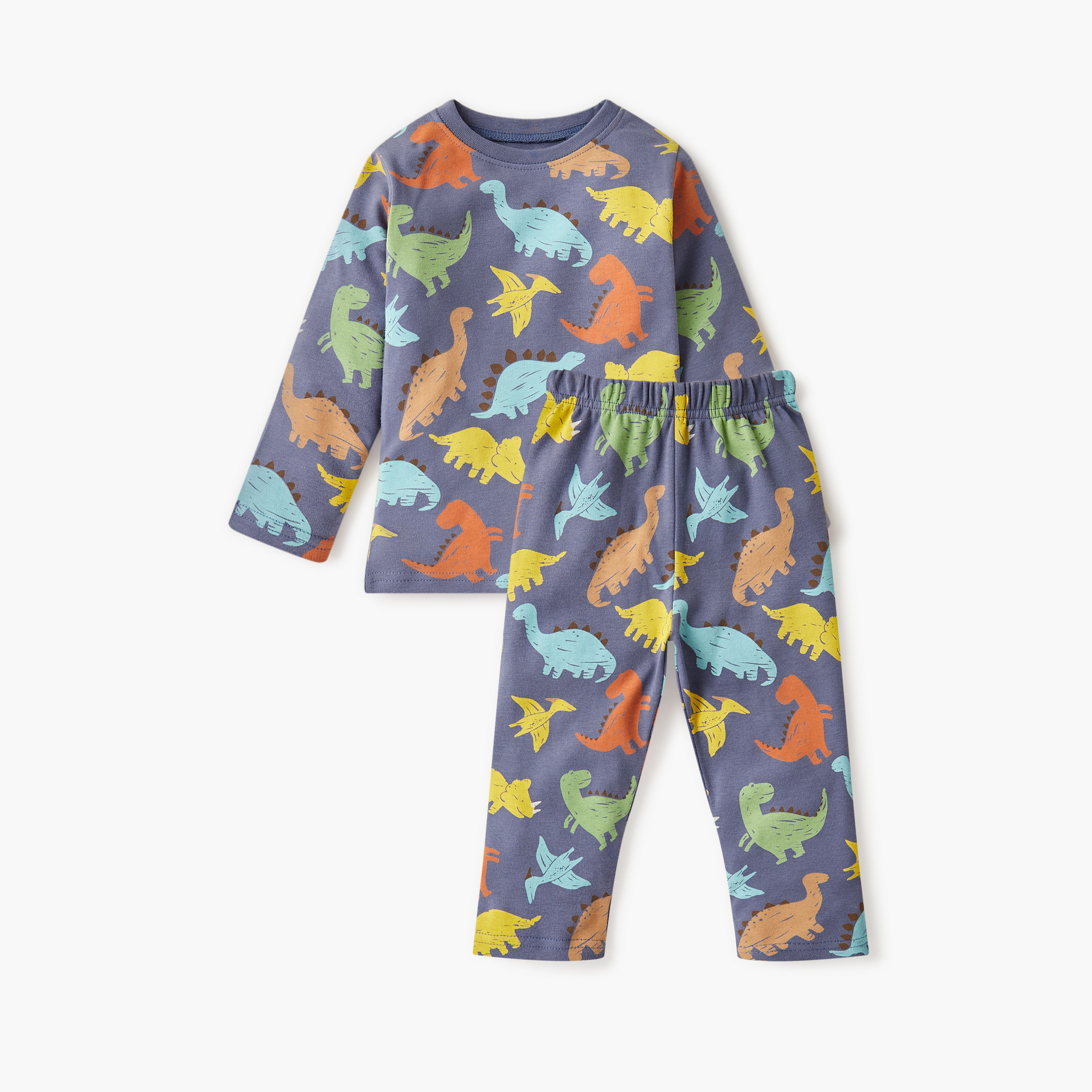 طقم بنطلون بيجاما بخصر مطاطي وتيشيرت بأكمام طويلة وطبعات ديناصور من جونيورز-promo_babyshop_Buy3for79_UAE130126-image-2
