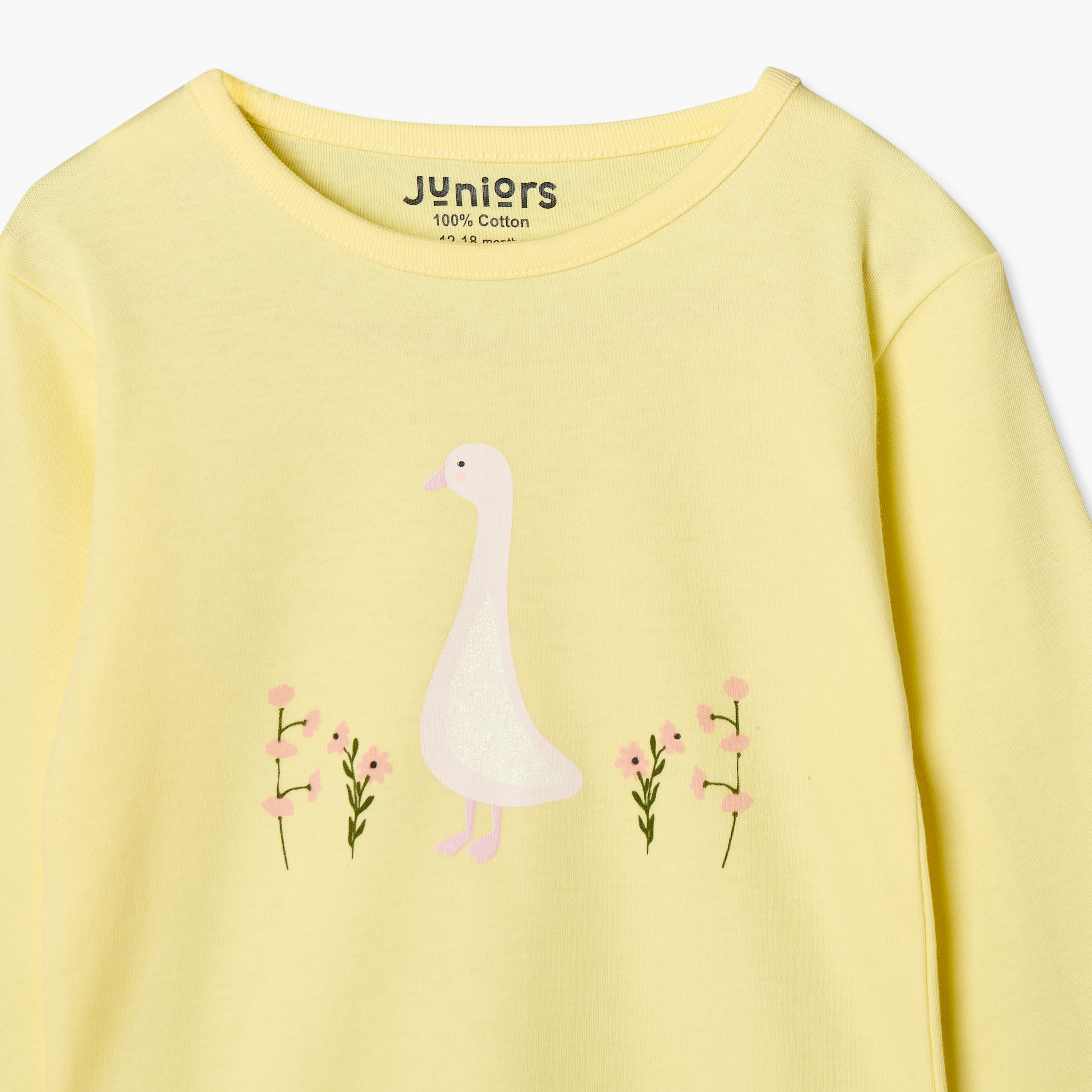 طقم بيجاما قطن بياقة مستديرة وأكمام طويلة وطبعات من جونيورز-baby-girls-clothing-nightwear-pyjamasets-image-6