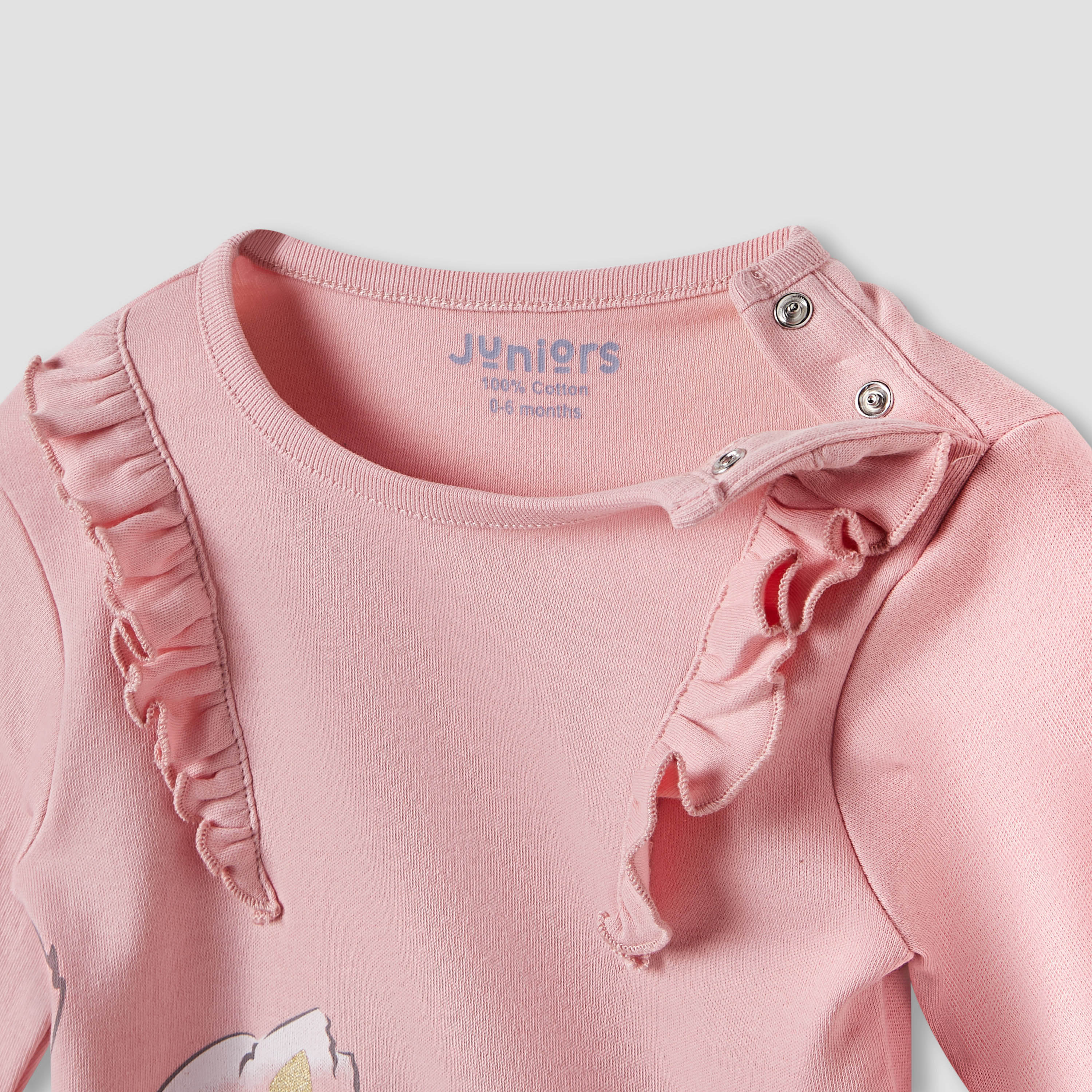 Juniors Fox Print Long Sleeve T-shirt and Pyjama Set-baby-girls-clothing-nightwear-pyjamasets-image-4