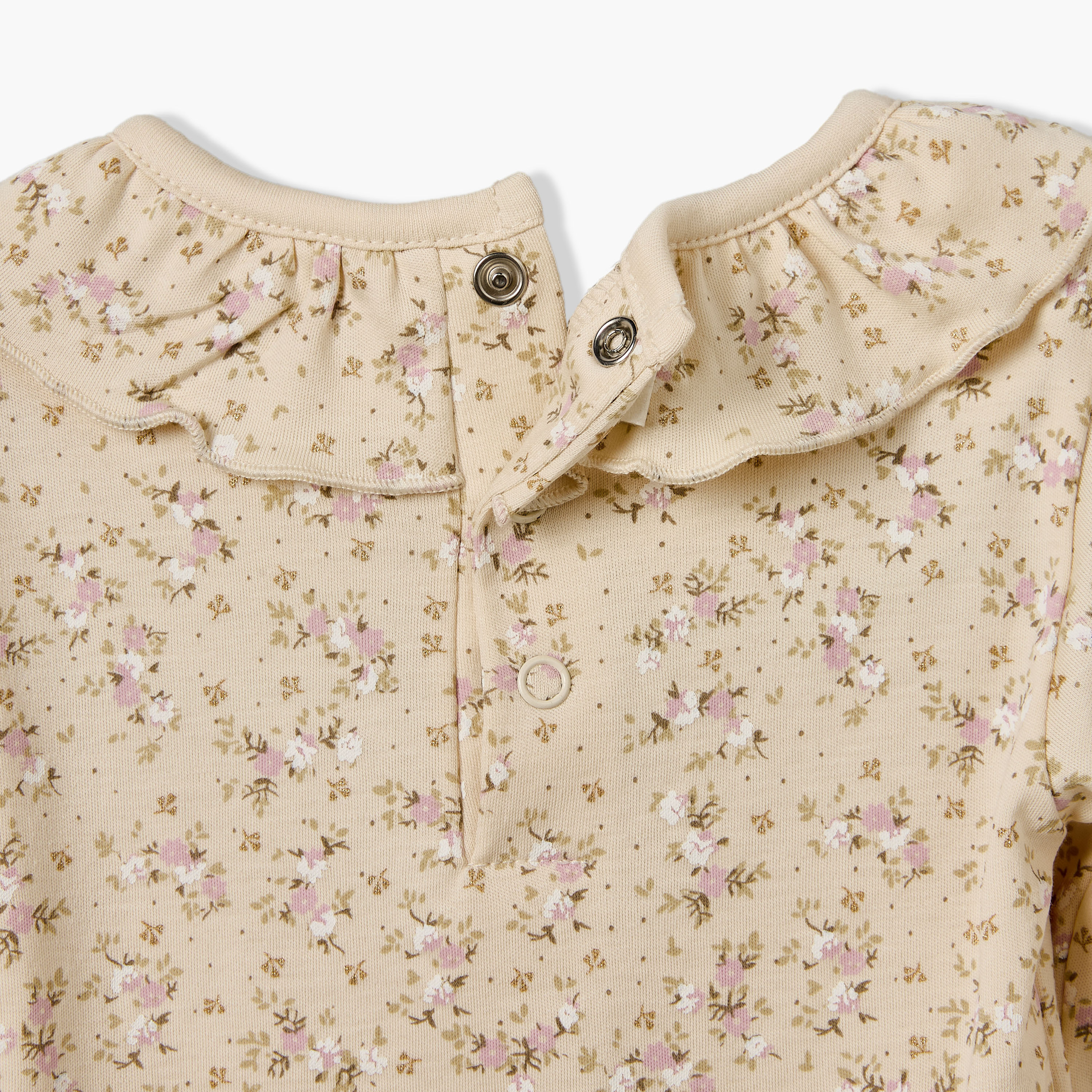 طقم بيجاما قطن بأكمام طويلة وياقة ضيقة وطبعات زهور من جيجلز-baby-girls-clothing-nightwear-pyjamasets-image-8