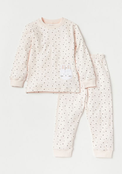 Juniors Star Print Long Sleeves T-shirt and Pyjama Set-Pyjama Sets-image-0
